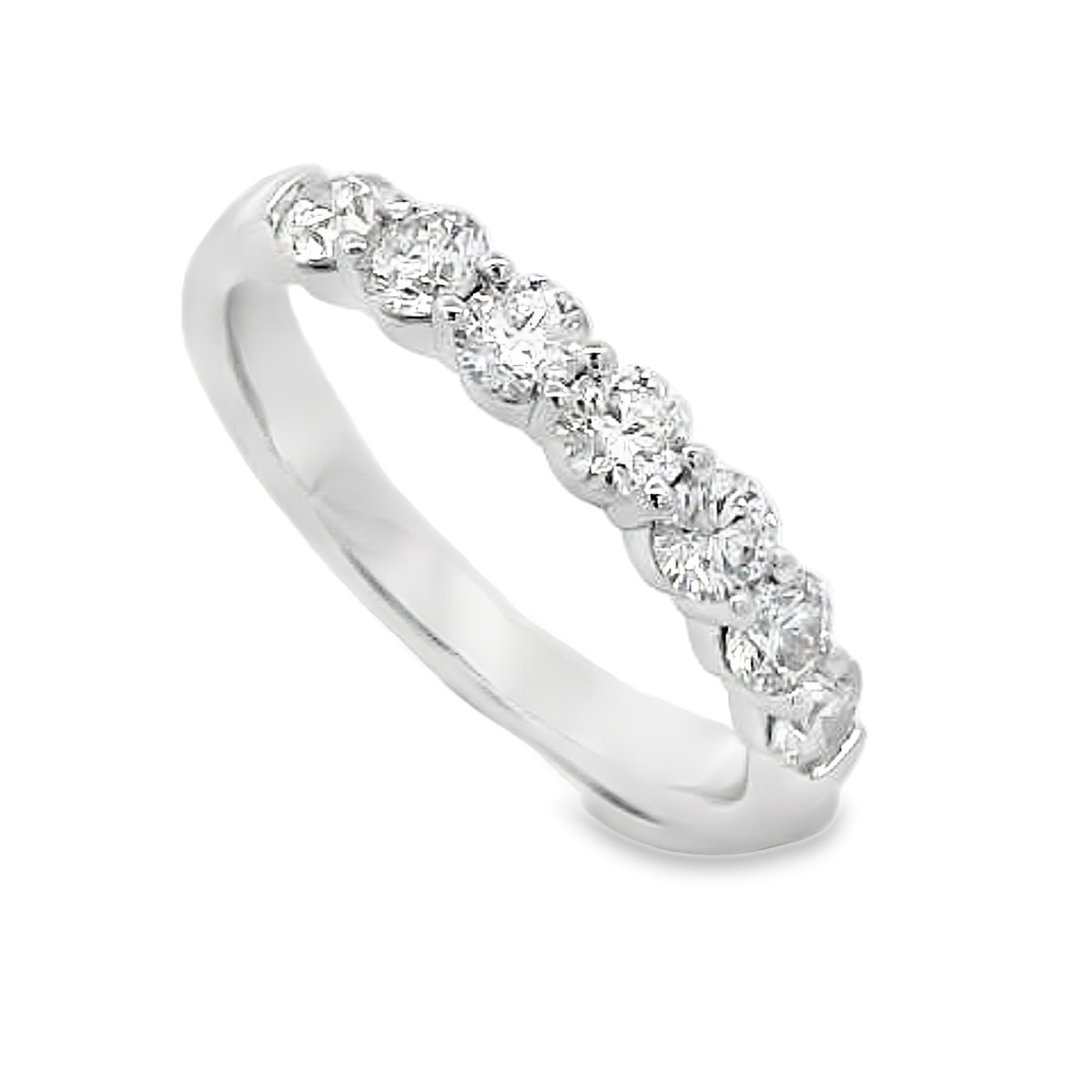 14K White Gold 3/4-Carat 7 Stone Diamond Anniversary Band