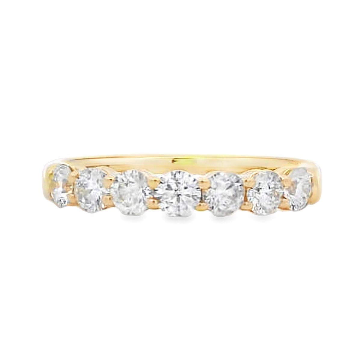 14K Yellow Gold 3/4-Carat 7 Stone Diamond Anniversary Band