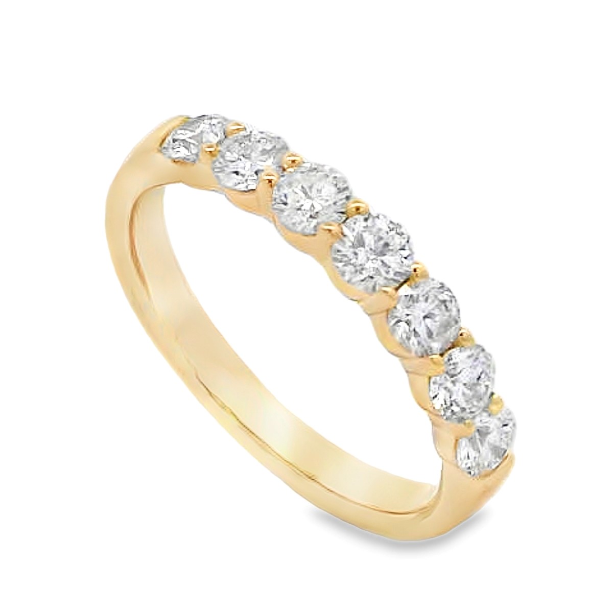 14K Yellow Gold 3/4-Carat 7 Stone Diamond Anniversary Band