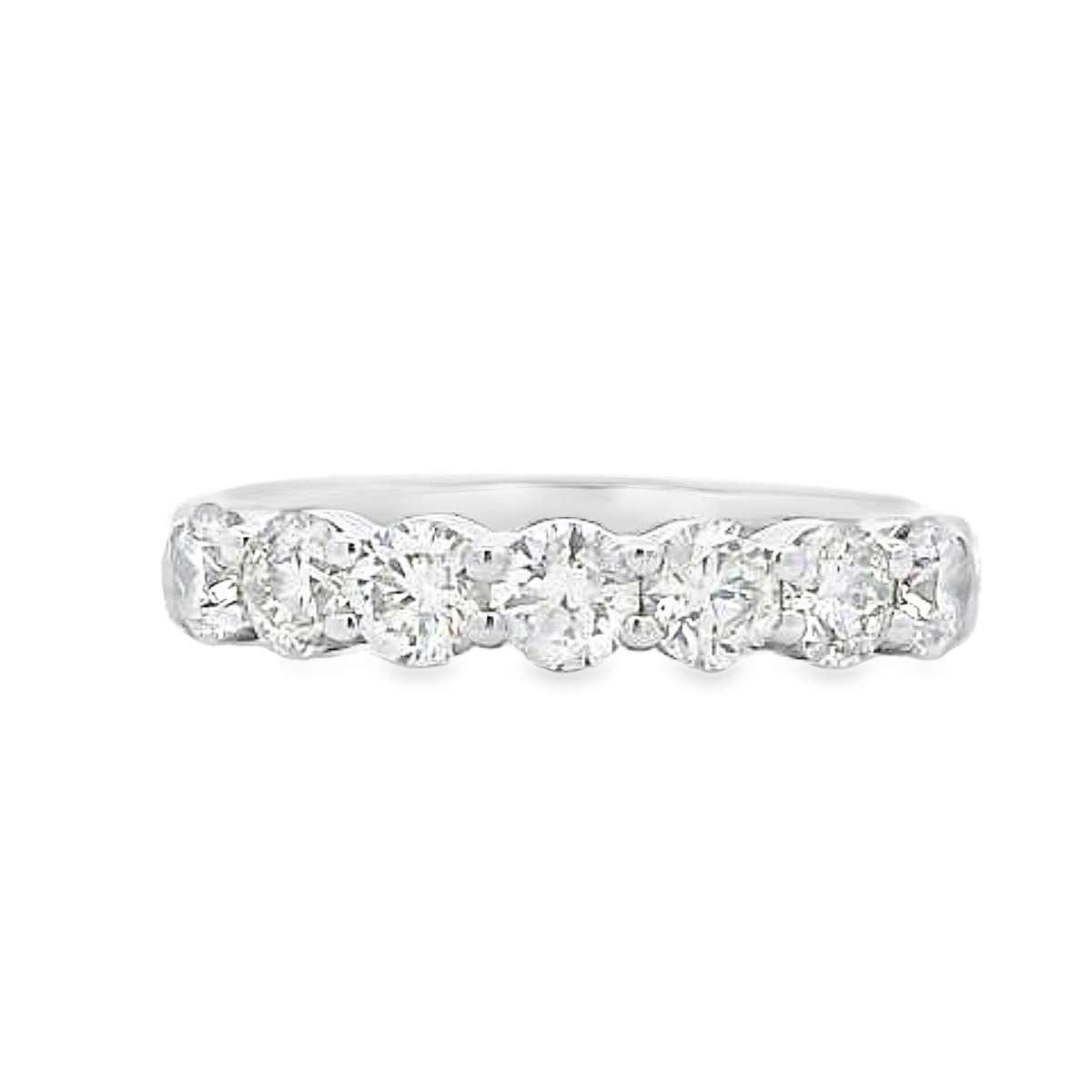 14K White Gold 1-Carat 7 Stone Diamond Anniversary Band