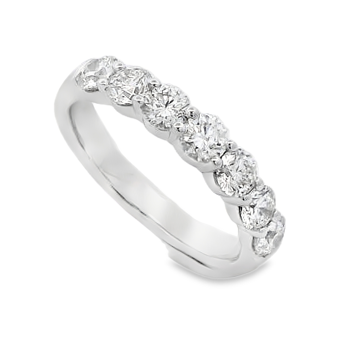 14K White Gold 1-Carat 7 Stone Diamond Anniversary Band
