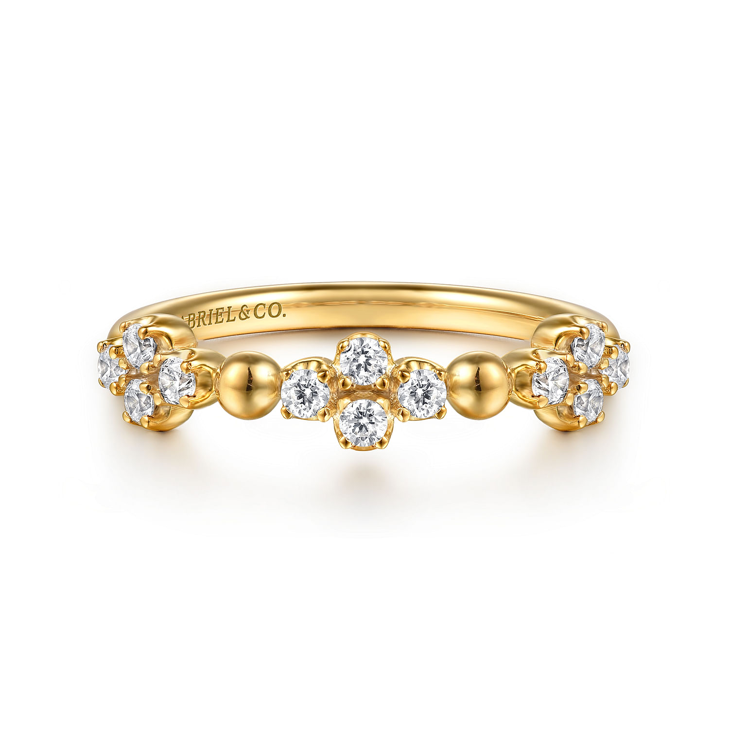 Gabriel & Co. 14K Yellow Gold Bujukan & Diamond Clover Stacking Ring