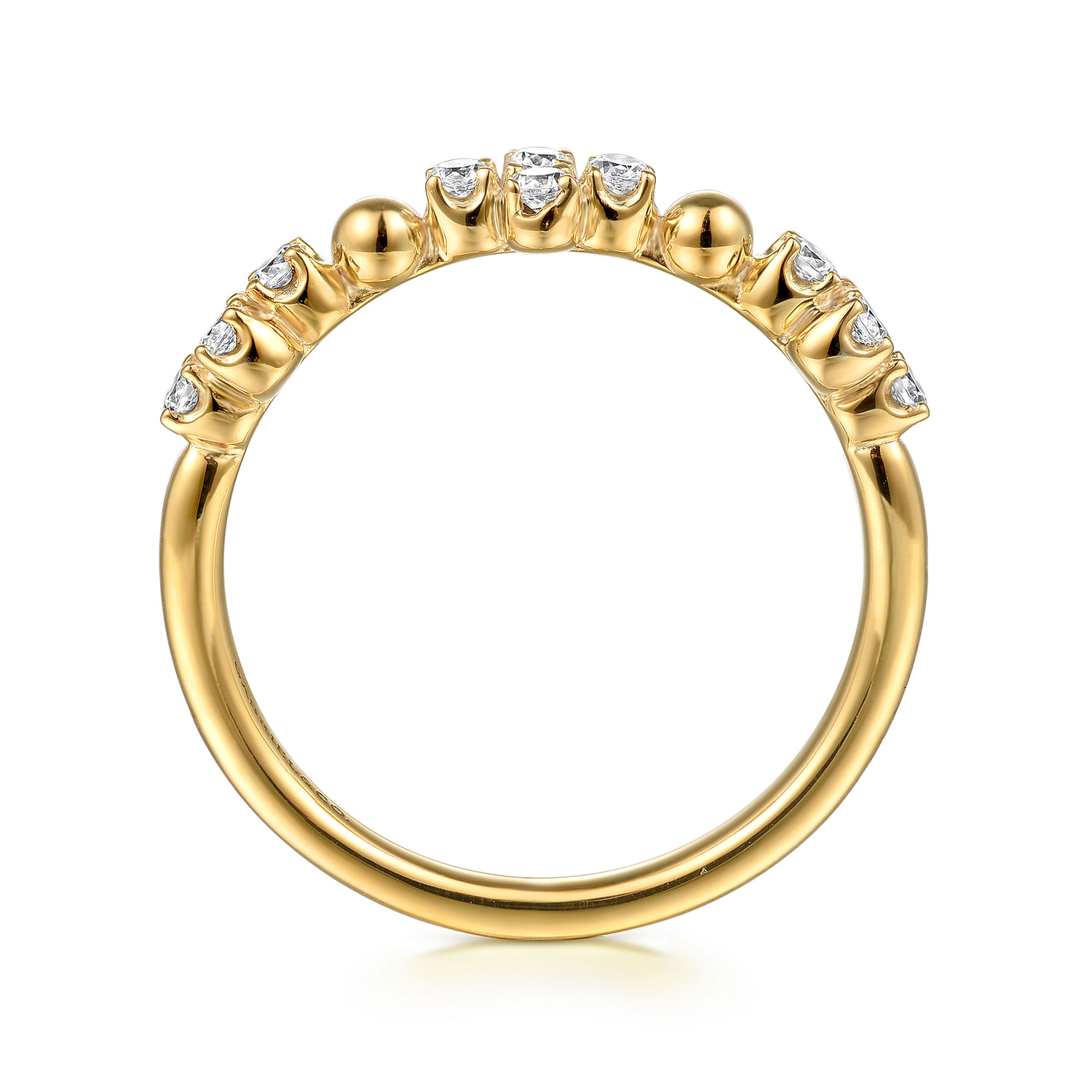 Gabriel & Co. 14K Yellow Gold Bujukan & Diamond Clover Stacking Ring