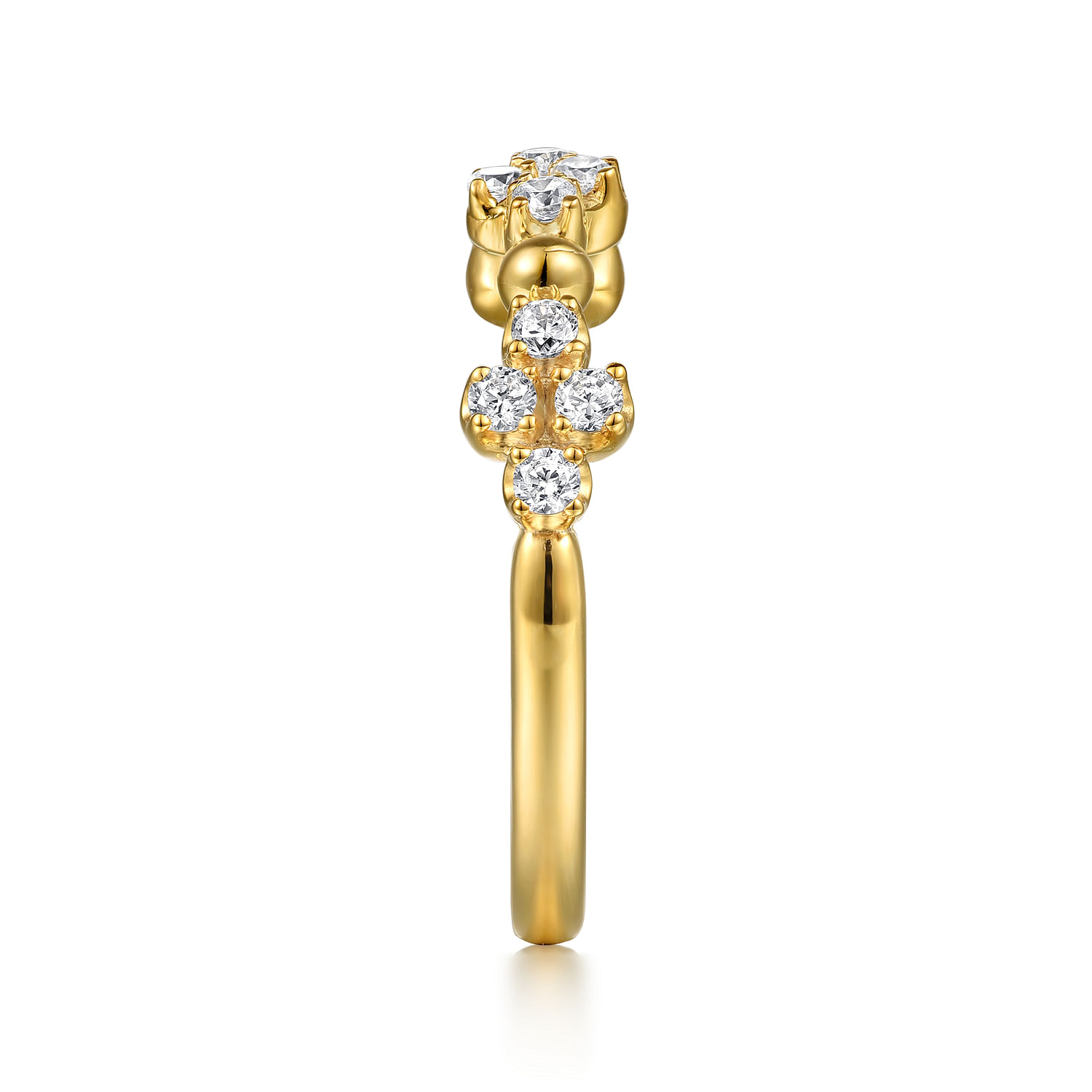 Gabriel & Co. 14K Yellow Gold Bujukan & Diamond Clover Stacking Ring