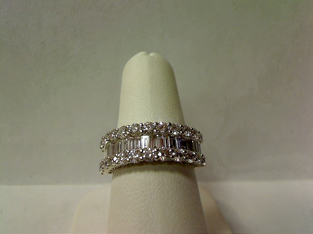 Pink Diamond 18 Karat White Gold Half Anniversary Diamond Anniversary Band with 24 Round Diamonds 1.40 CTW G-H SI1 - SI2 and 23 Baguette Diamonds 64.00 CTW G-H VS