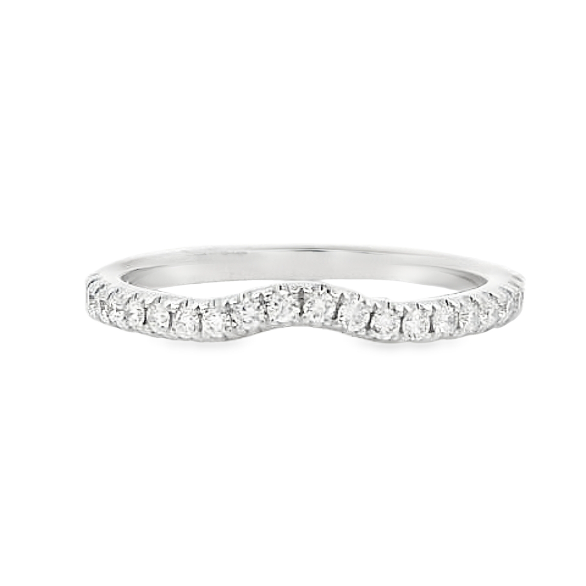 18K White Gold Curved Diamond Anniversary Band