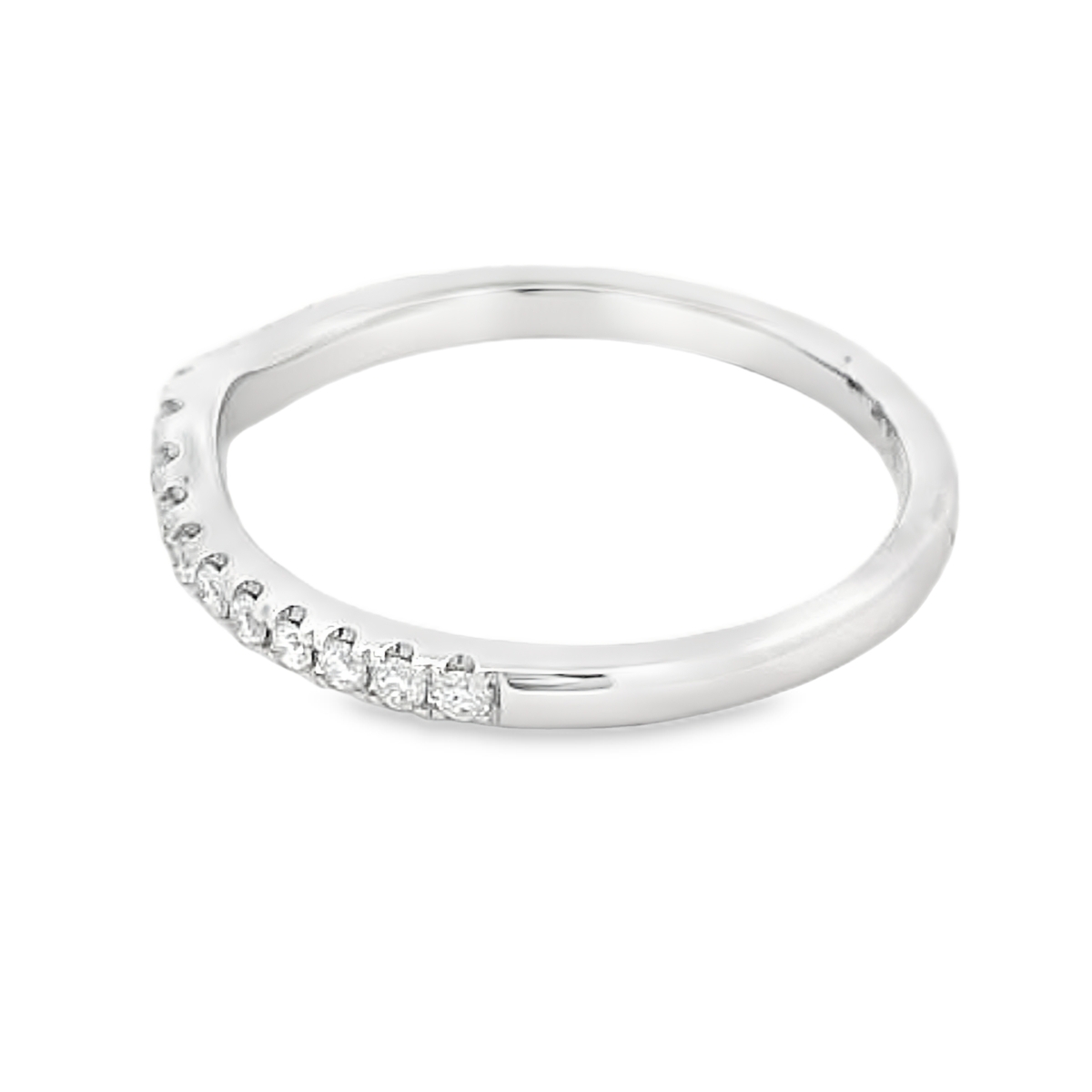 18K White Gold Curved Diamond Anniversary Band