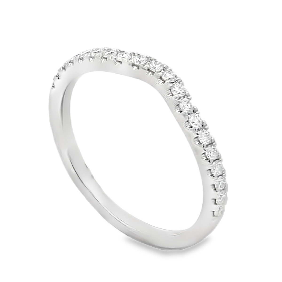 18K White Gold Curved Diamond Anniversary Band