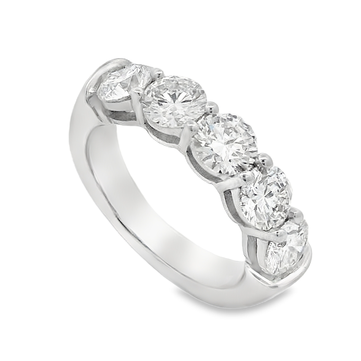 18K White Gold 5-Stone 2.5-Carat Diamond Anniversary Band