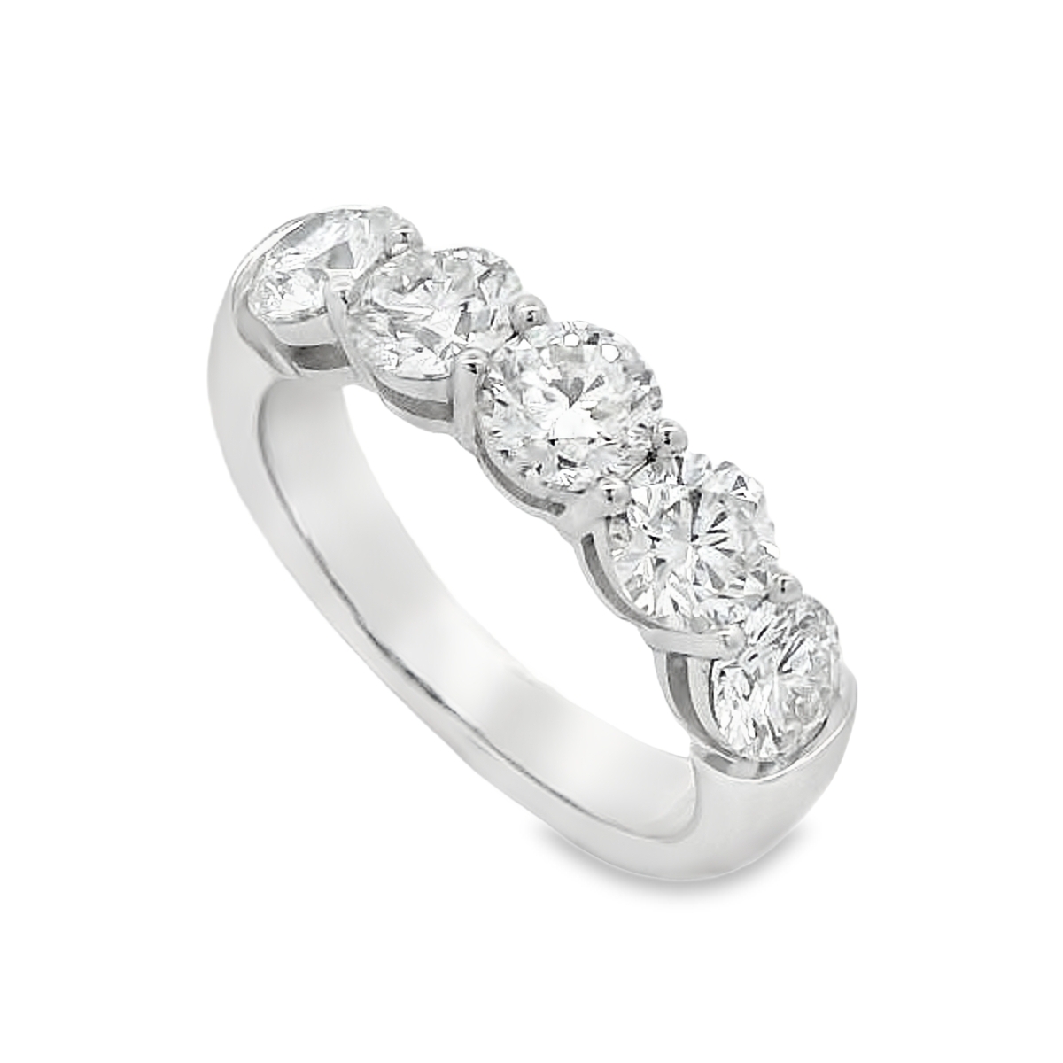 18K White Gold 5-Stone 2.22-Carat Diamond Anniversary Band