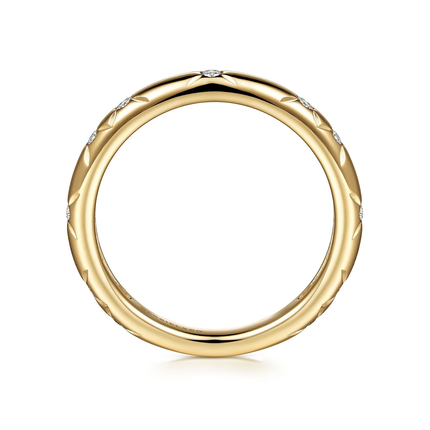 Gabriel & Co. 14K Yellow Gold Starry Burnished Diamond Stackable Ring
