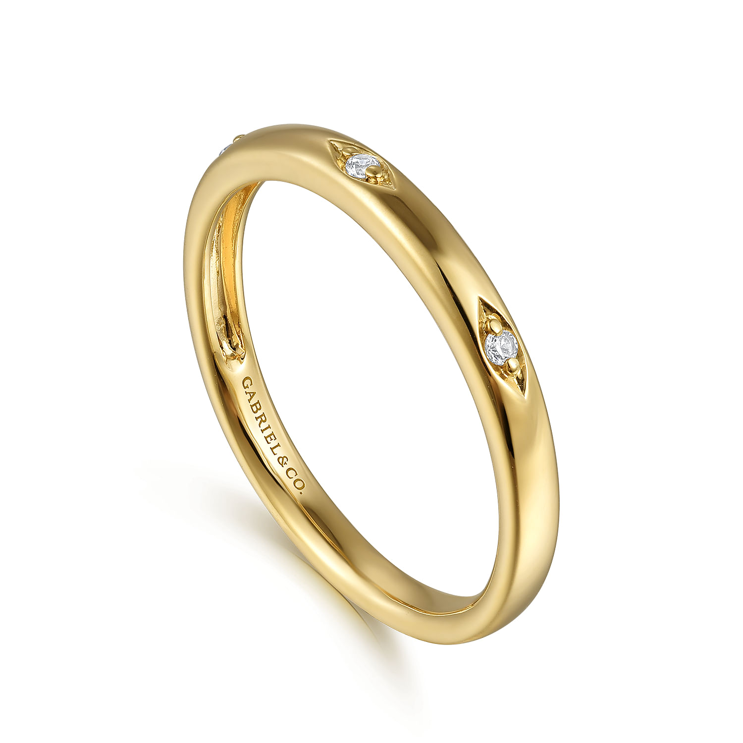 Gabriel & Co. 14K Yellow Gold Inset Diamond Stackable Ring