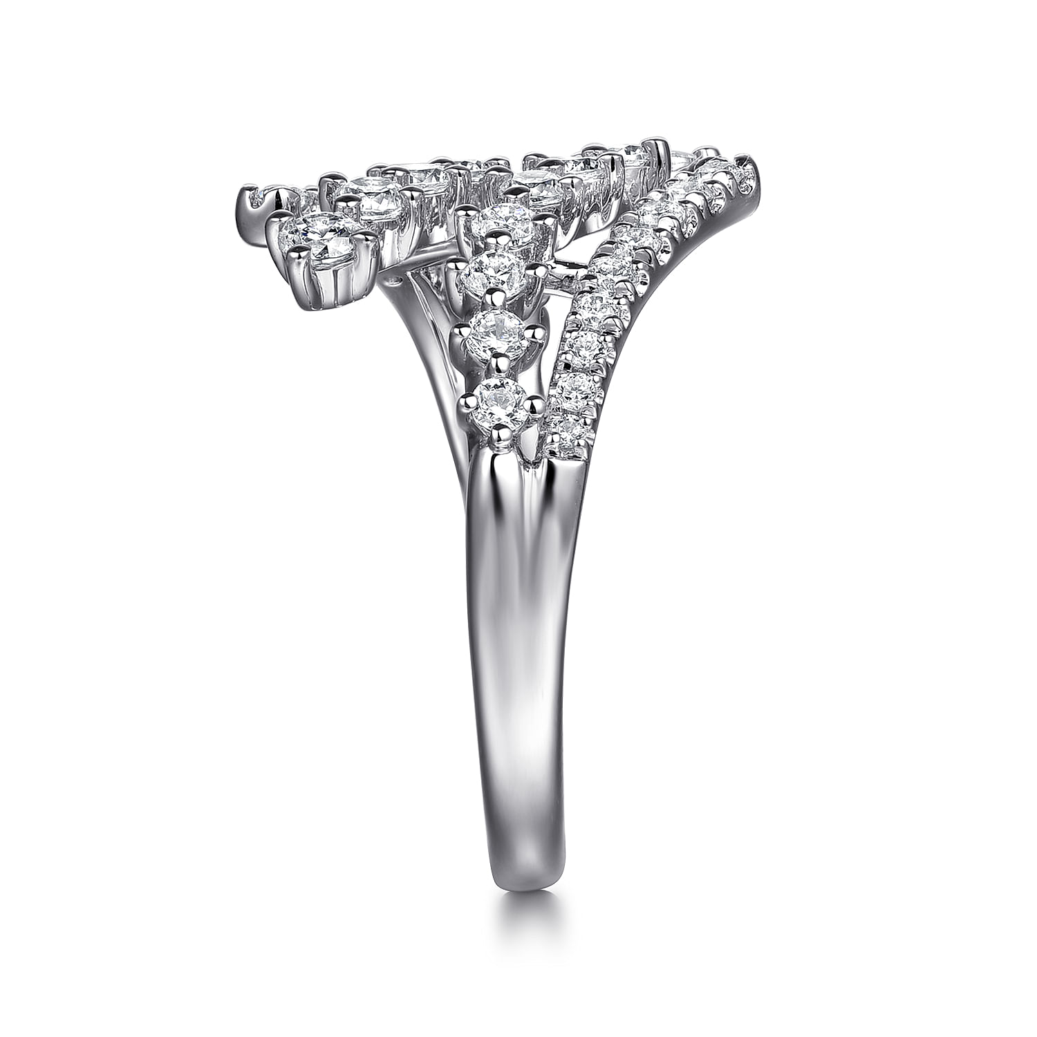 Gabriel & Co. 14K White Gold Multi-Row Graduating Diamond Bypass Ring