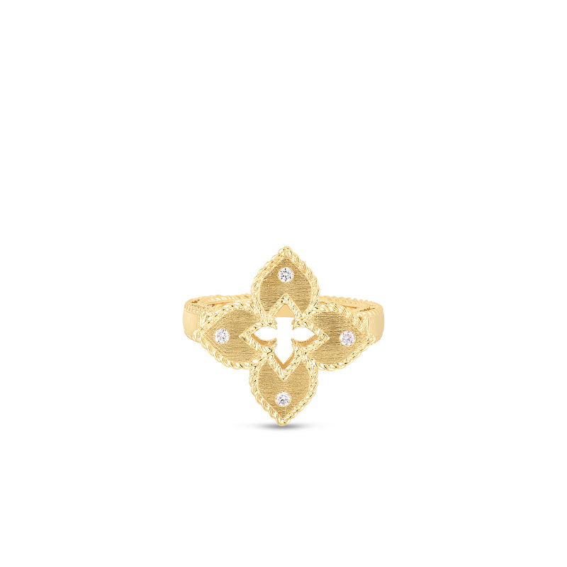Roberto Coin 18 Karat Yellow Gold Diamond Ring with 4 Round Diamonds 0.04 CTW G-H SI