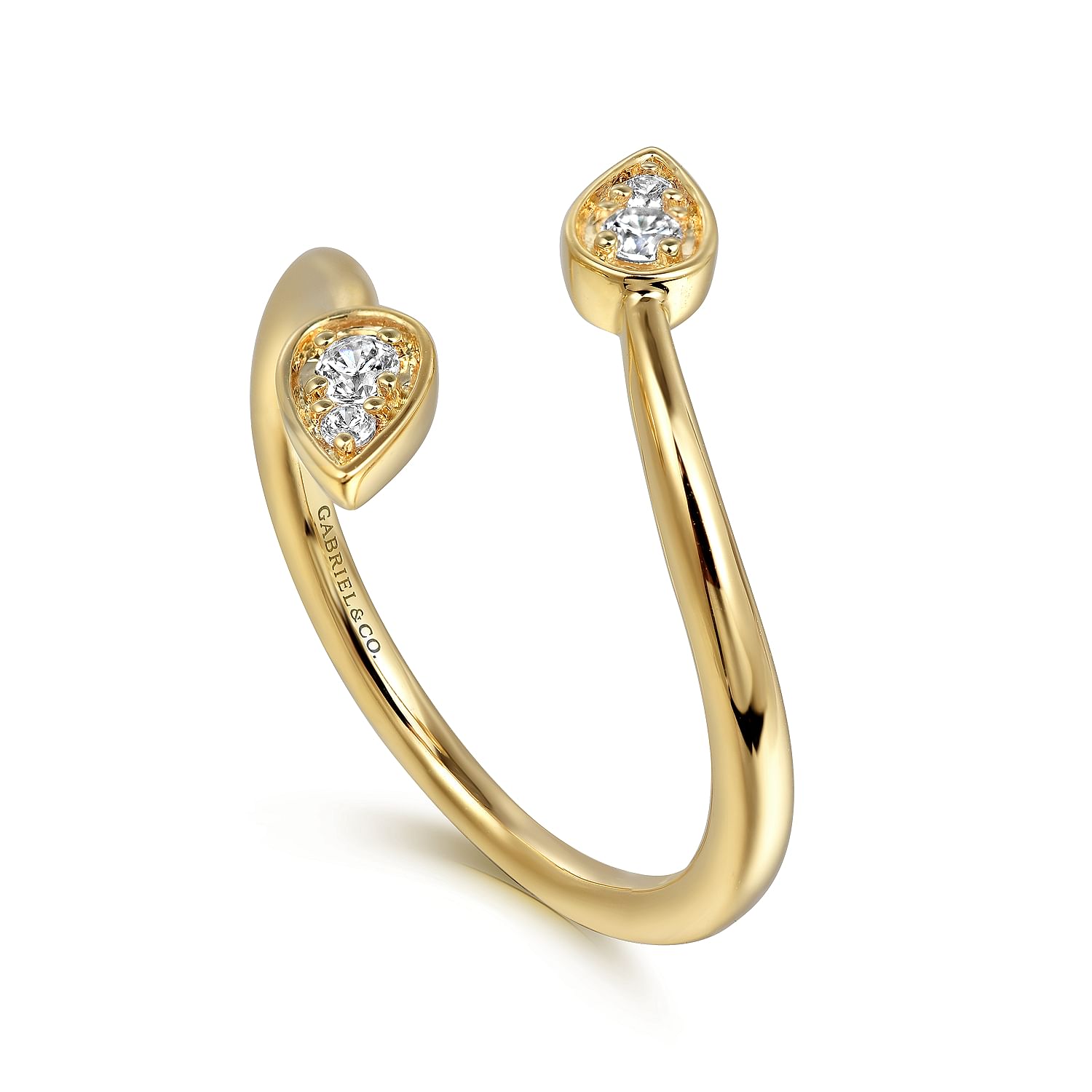 Gabriel & Co. 14K Yellow Gold Pear-Shaped Diamond Bypass Ring