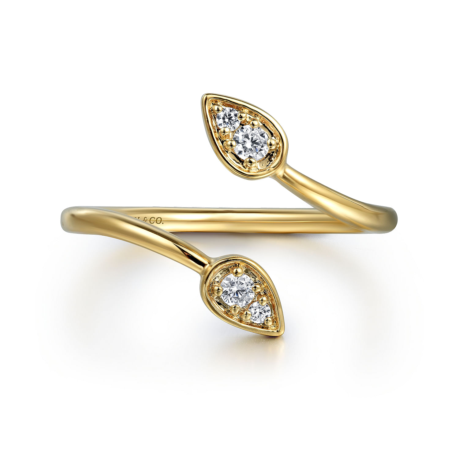 Gabriel & Co. 14K Yellow Gold Pear-Shaped Diamond Bypass Ring
