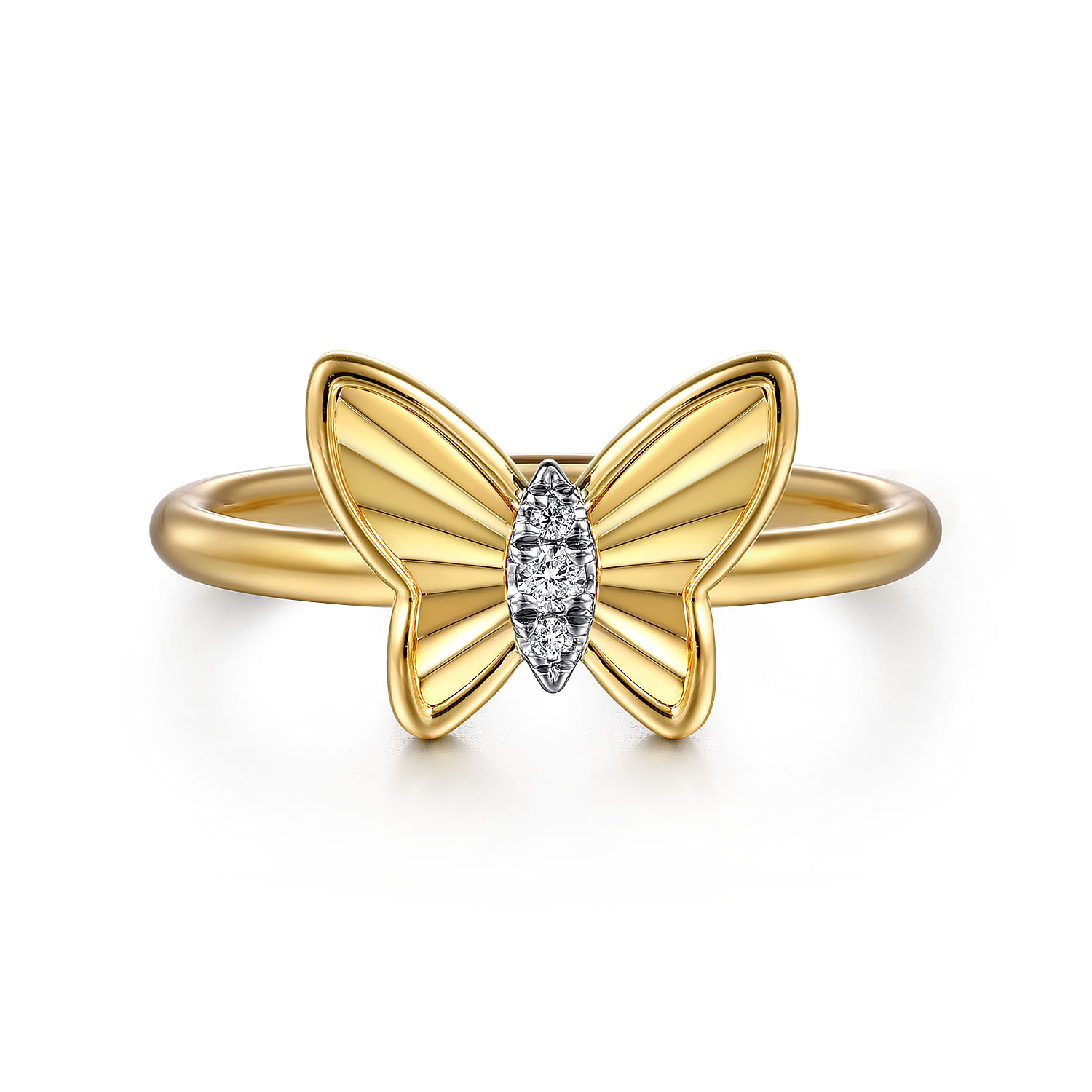 Gabriel & Co. 14K Yellow Gold Butterfly Diamond Ring