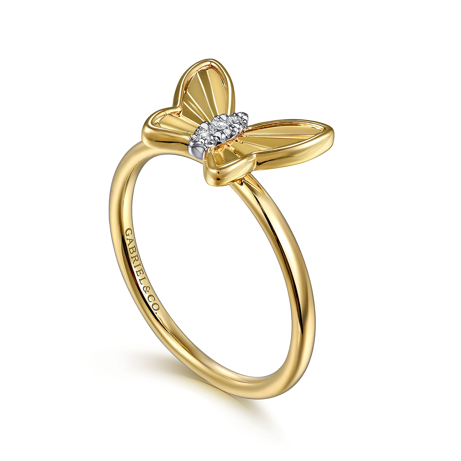 Gabriel & Co. 14K Yellow Gold Butterfly Diamond Ring
