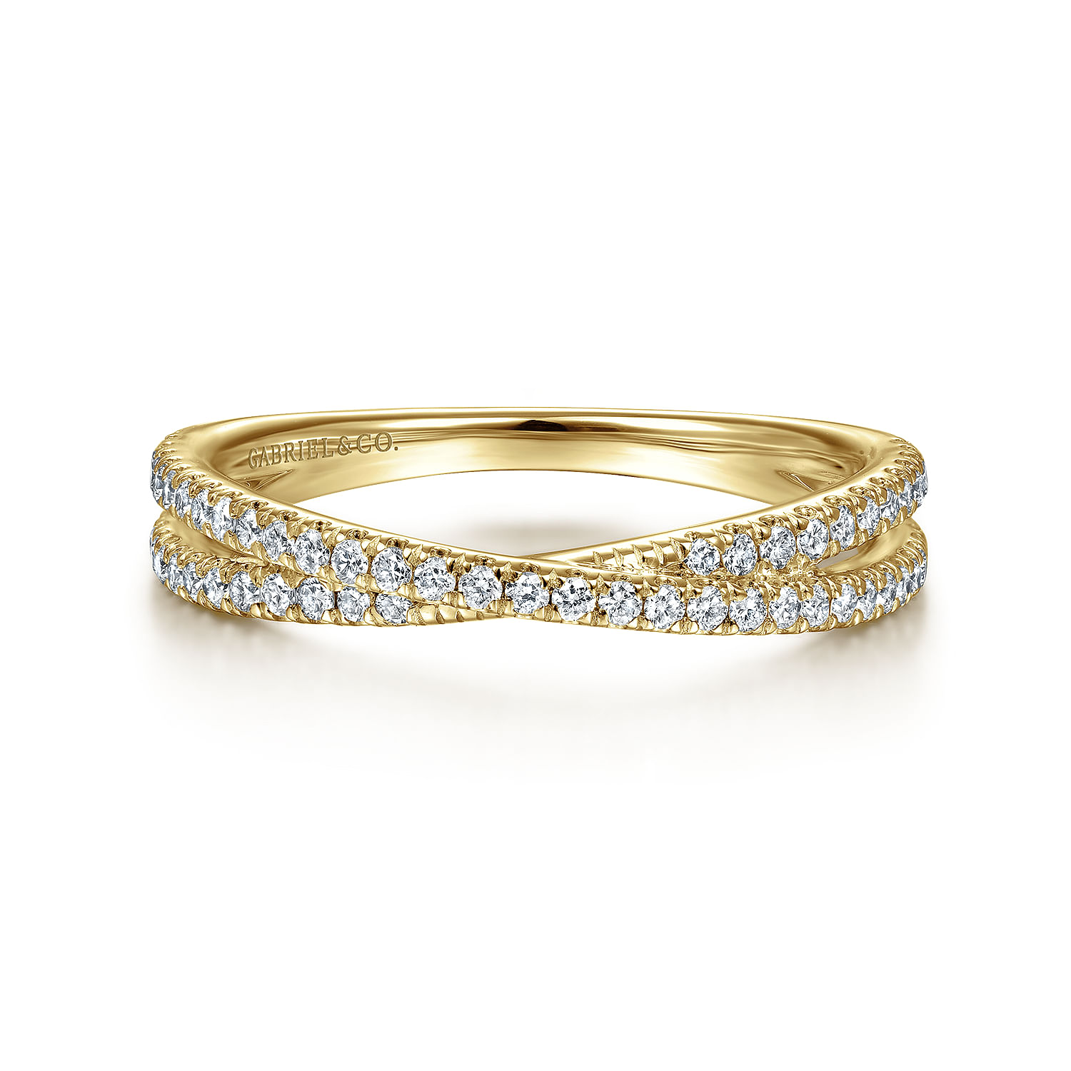Gabriel & Co. 14K Yellow Gold Criss Cross Diamond Stackable Ring