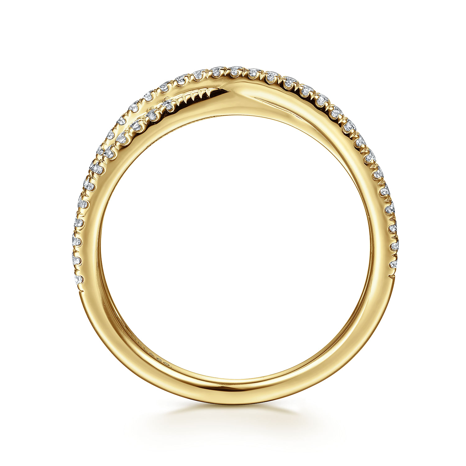 Gabriel & Co. 14K Yellow Gold Criss Cross Diamond Stackable Ring