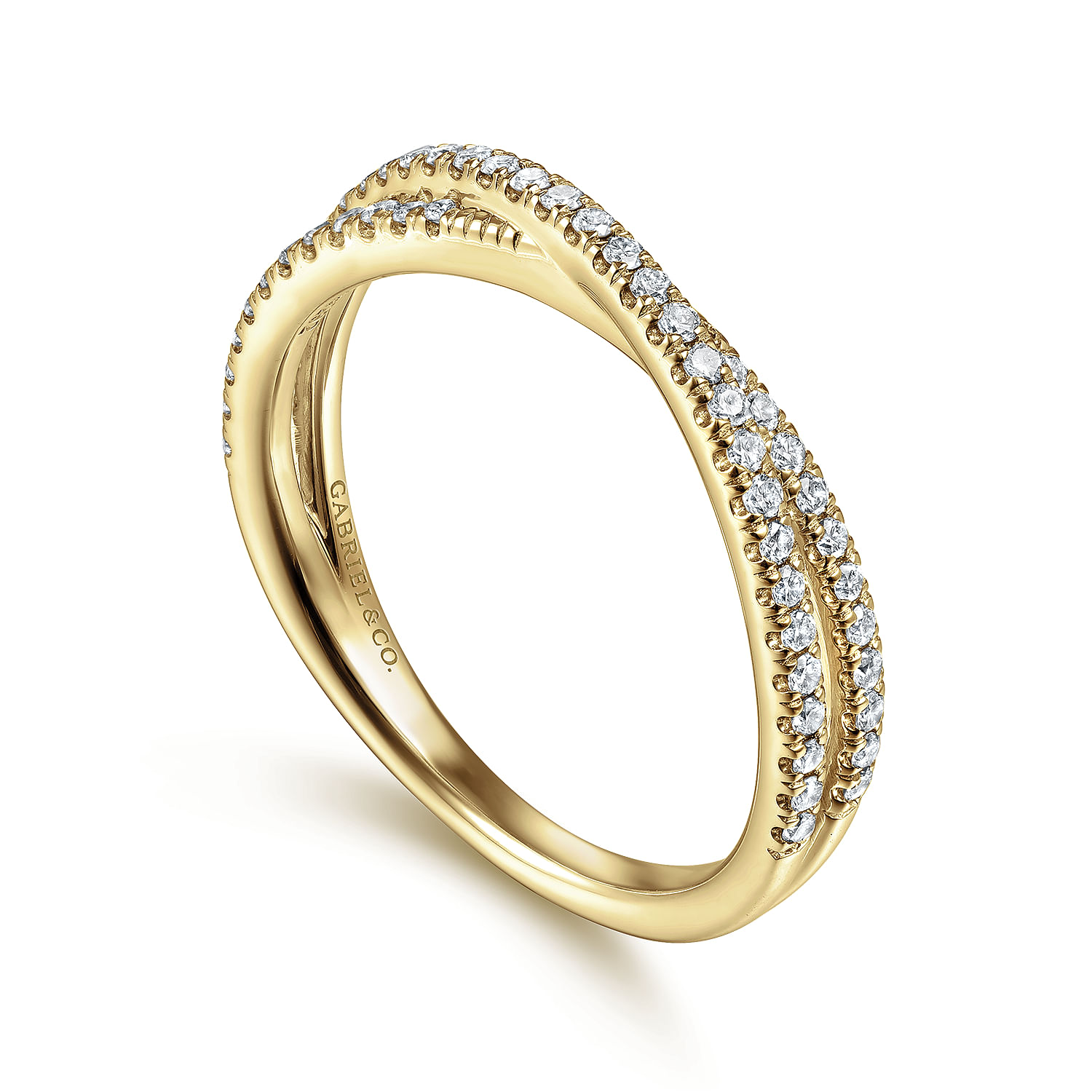 Gabriel & Co. 14K Yellow Gold Criss Cross Diamond Stackable Ring