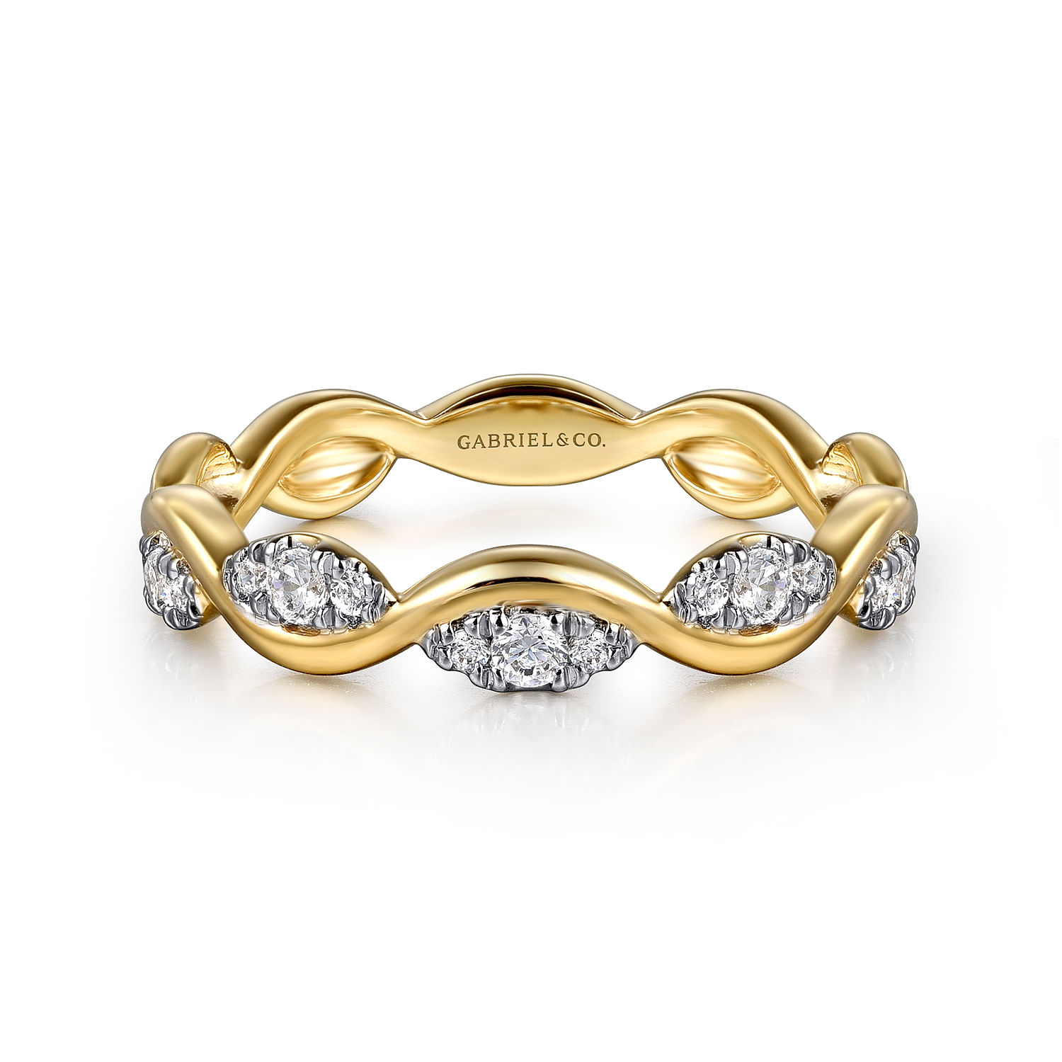 Gabriel & Co. 14K Yellow Gold Twisted Stackable Diamond Ring
