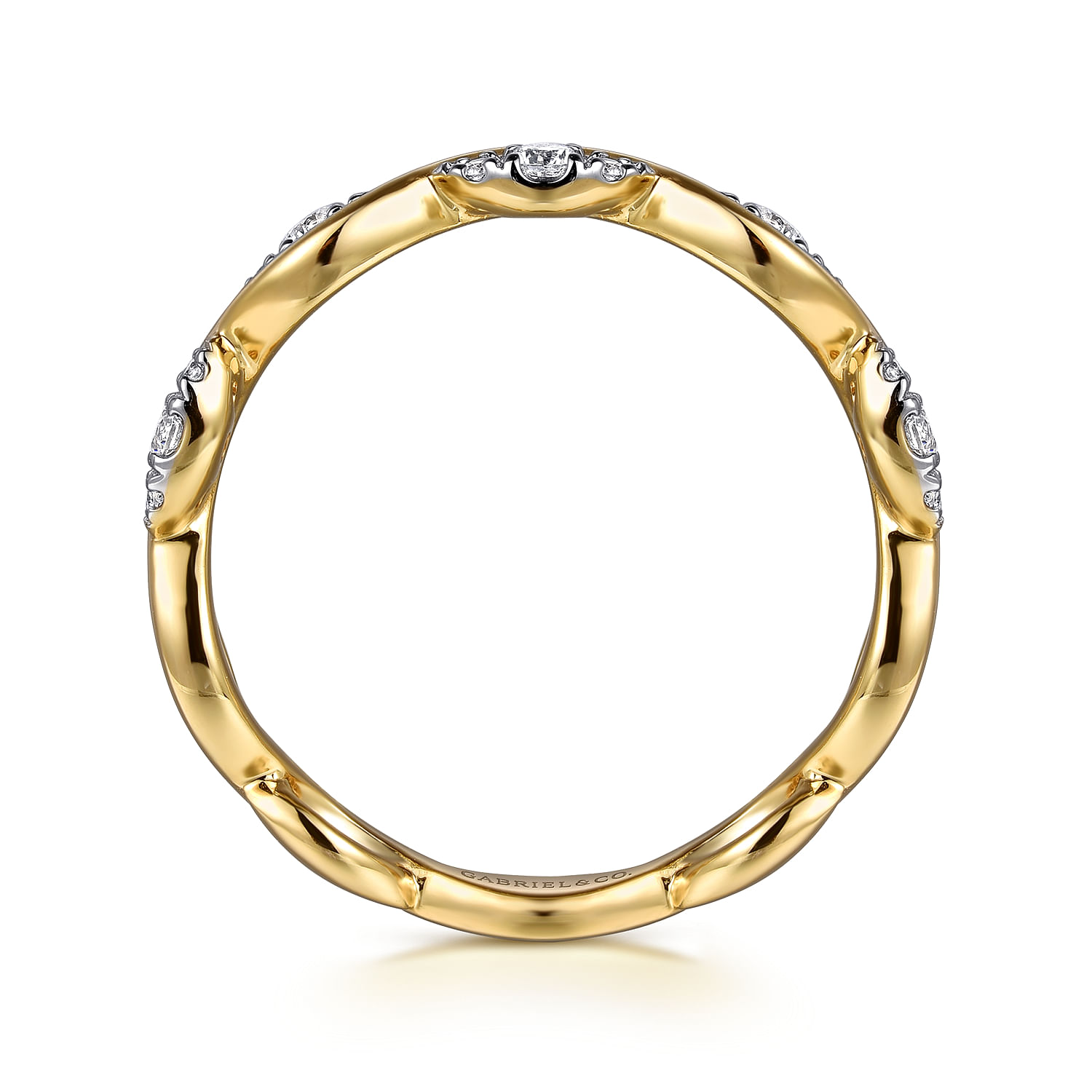 Gabriel & Co. 14K Yellow Gold Twisted Stackable Diamond Ring