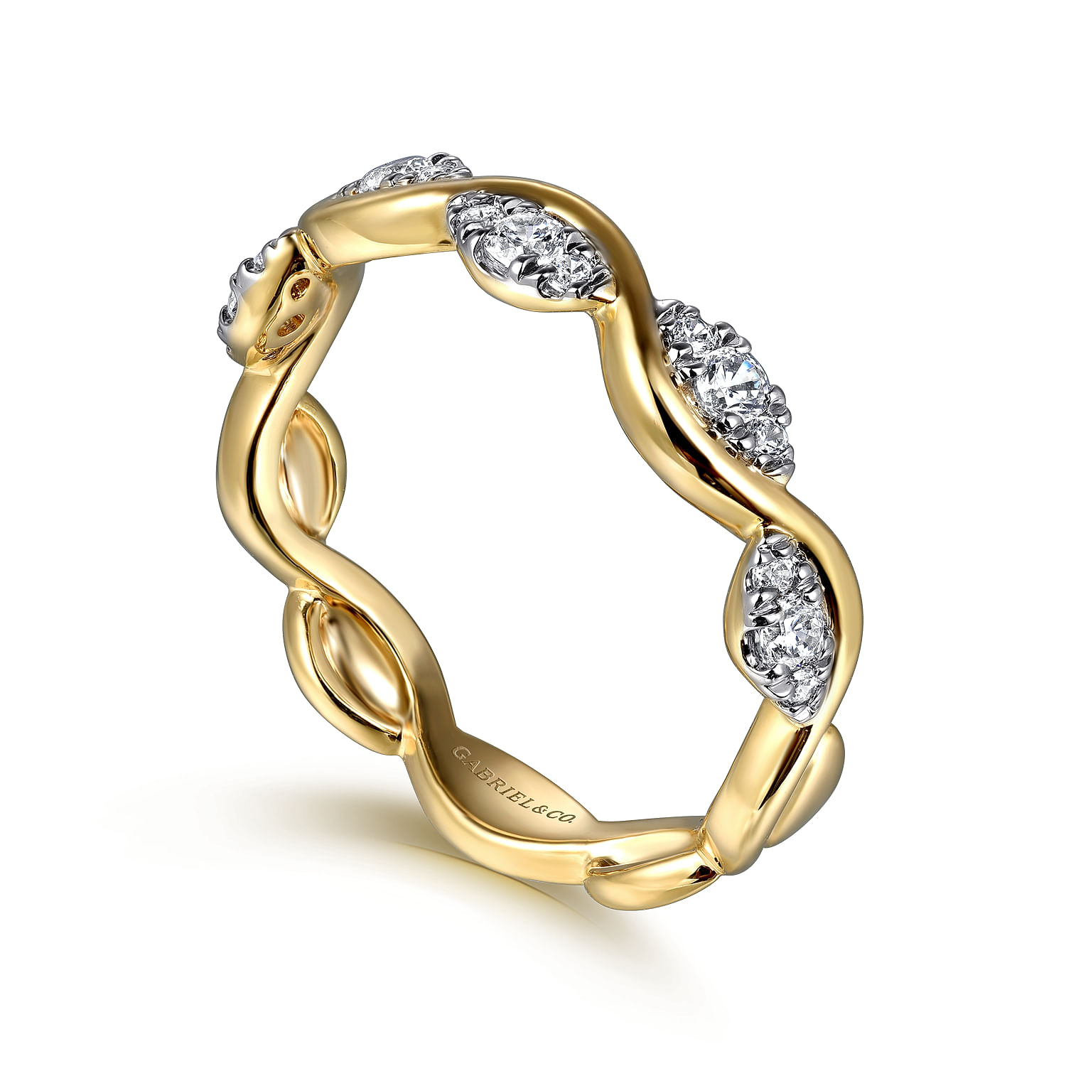 Gabriel & Co. 14K Yellow Gold Twisted Stackable Diamond Ring