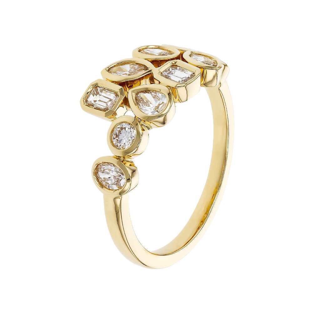 Allison Kaufman 14K Yellow Gold Mix-Shape Diamond Bypass Ring