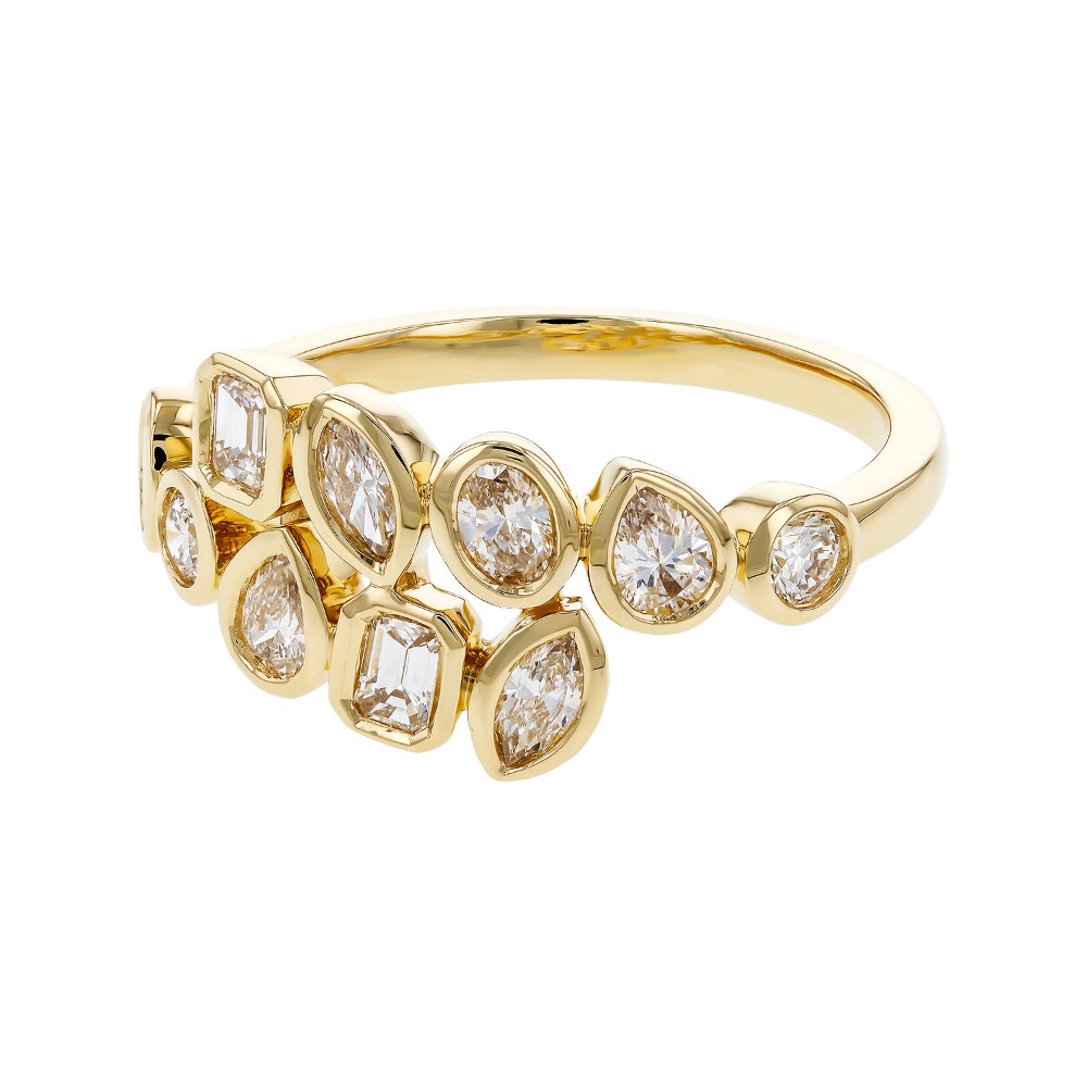 Allison Kaufman 14K Yellow Gold Mix-Shape Diamond Bypass Ring