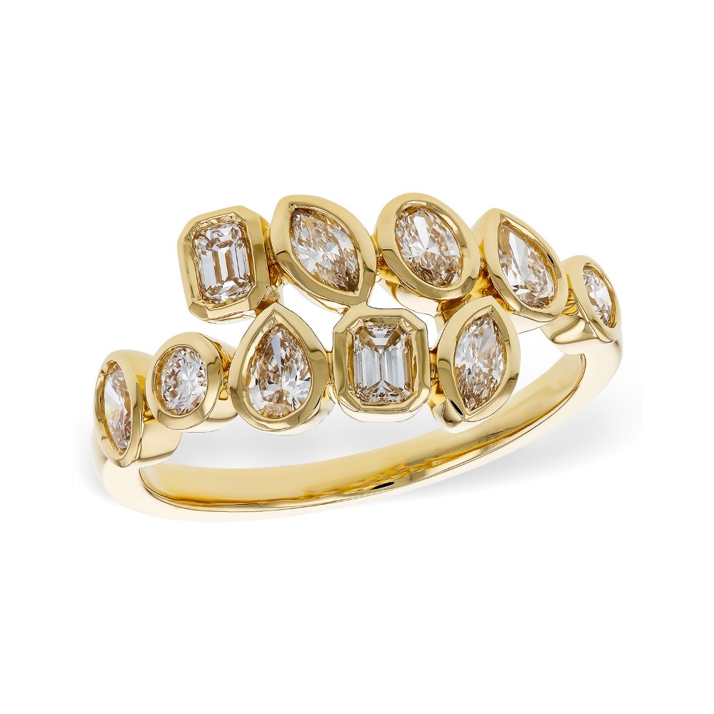 Allison Kaufman 14K Yellow Gold Mix-Shape Diamond Bypass Ring