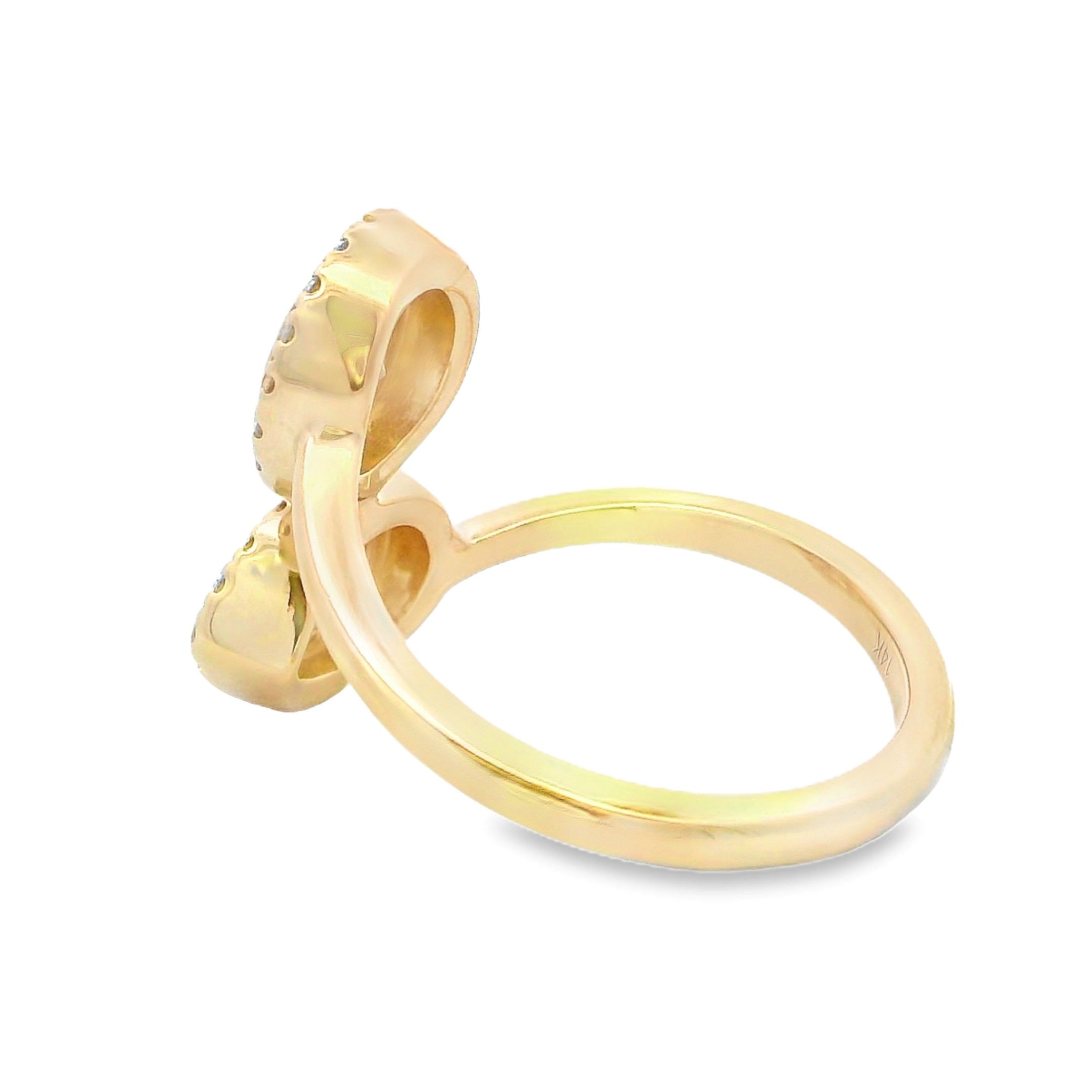14K Yellow Gold 2-Stone Diamond Halo Bypass Ring