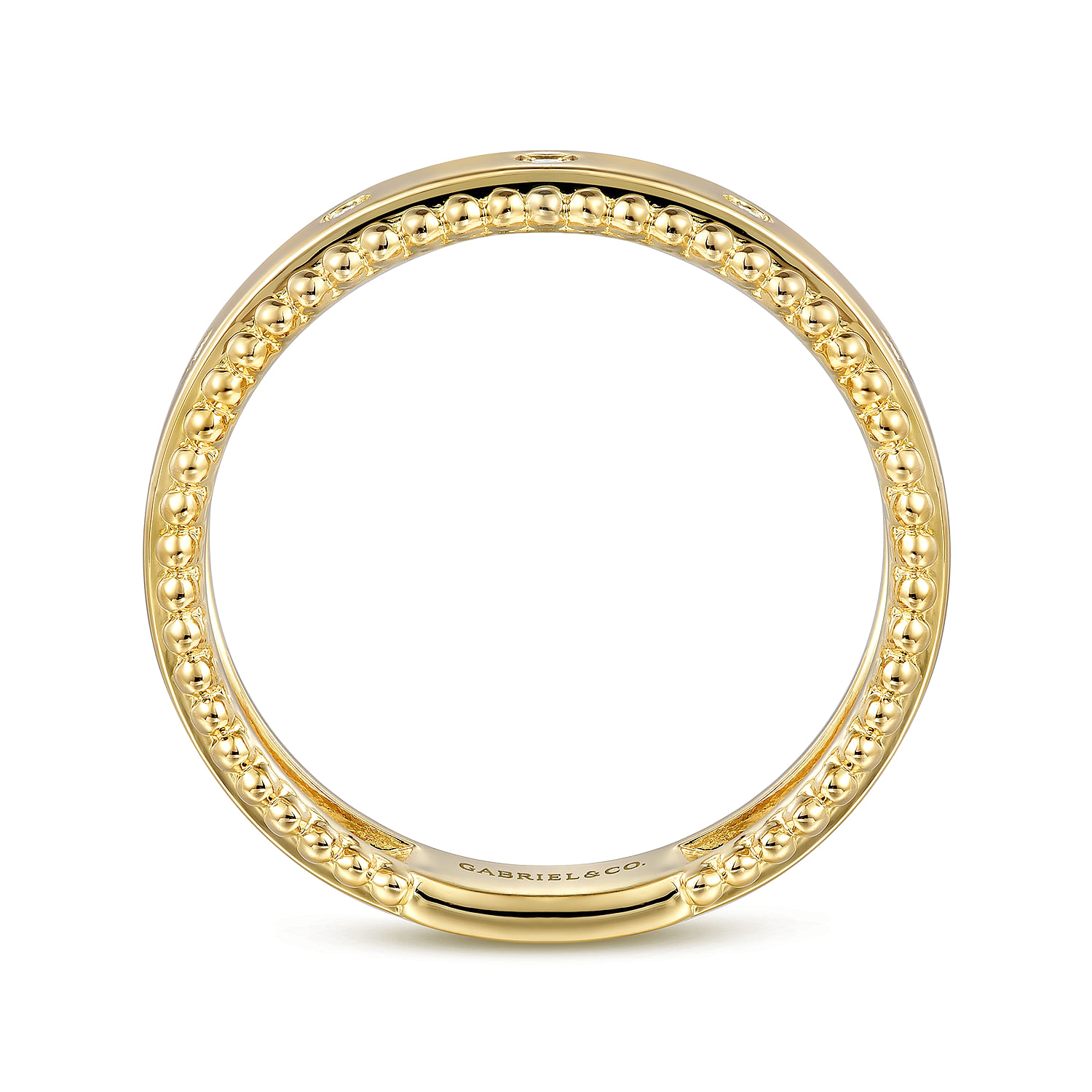 Gabriel & Co. 14K Yellow Gold Bujukan Wide Burnished Diamond Stackable Ring