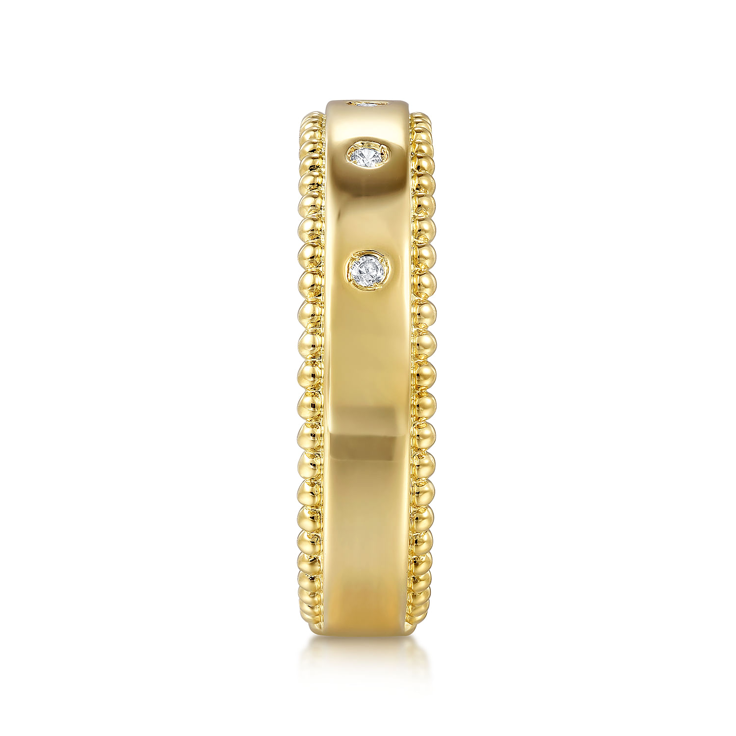 Gabriel & Co. 14K Yellow Gold Bujukan Wide Burnished Diamond Stackable Ring