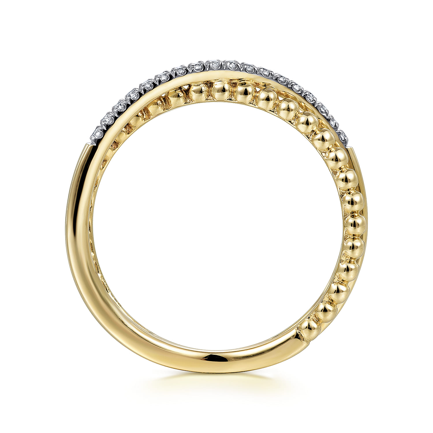 Gabriel & Co. 14K Yellow Gold Bujukan Pave Diamond Criss Cross Ring