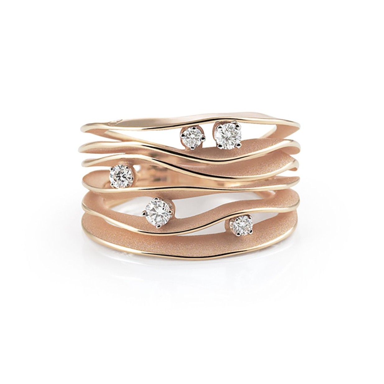 Cammilli 18K Pink Champagne Gold Dune Diamond Ring