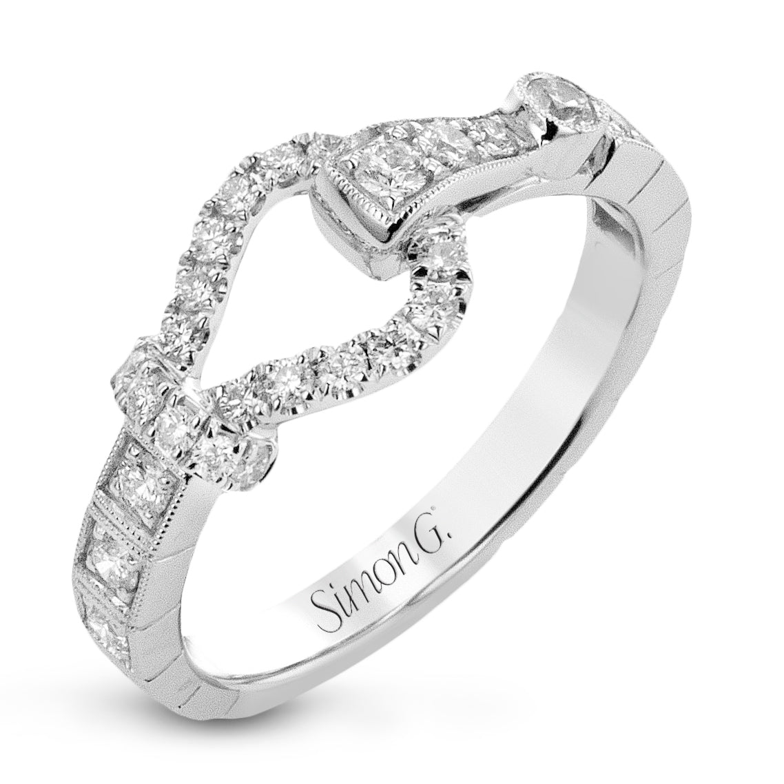 Simon G. 14K White Gold Diamond Buckle Ring