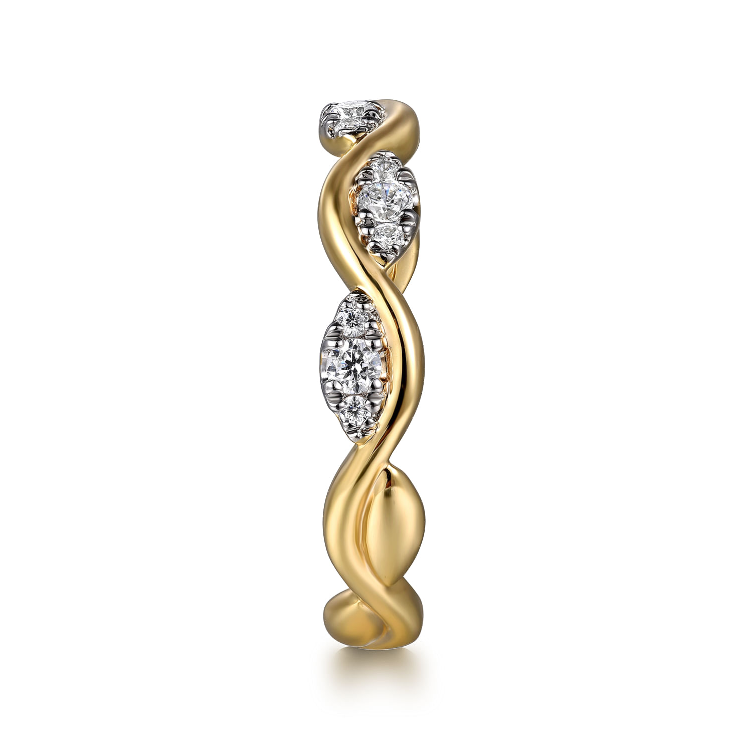 Gabriel & Co. 14K Yellow Gold Twisted Stackable Diamond Ring