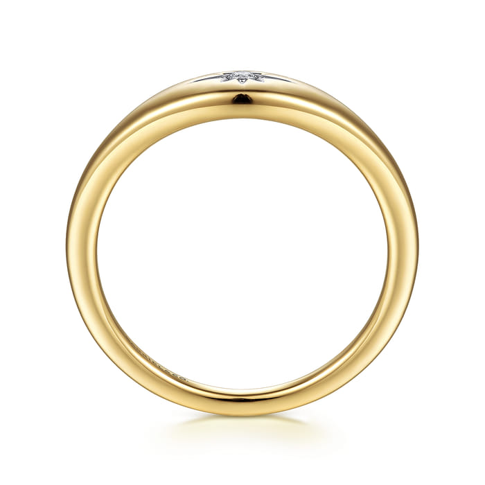 Gabriel & Co. 14K Yellow Gold Diamond Signet Ring