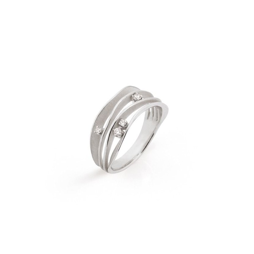 Cammilli 18K White Ice Gold Dune Diamond Ring