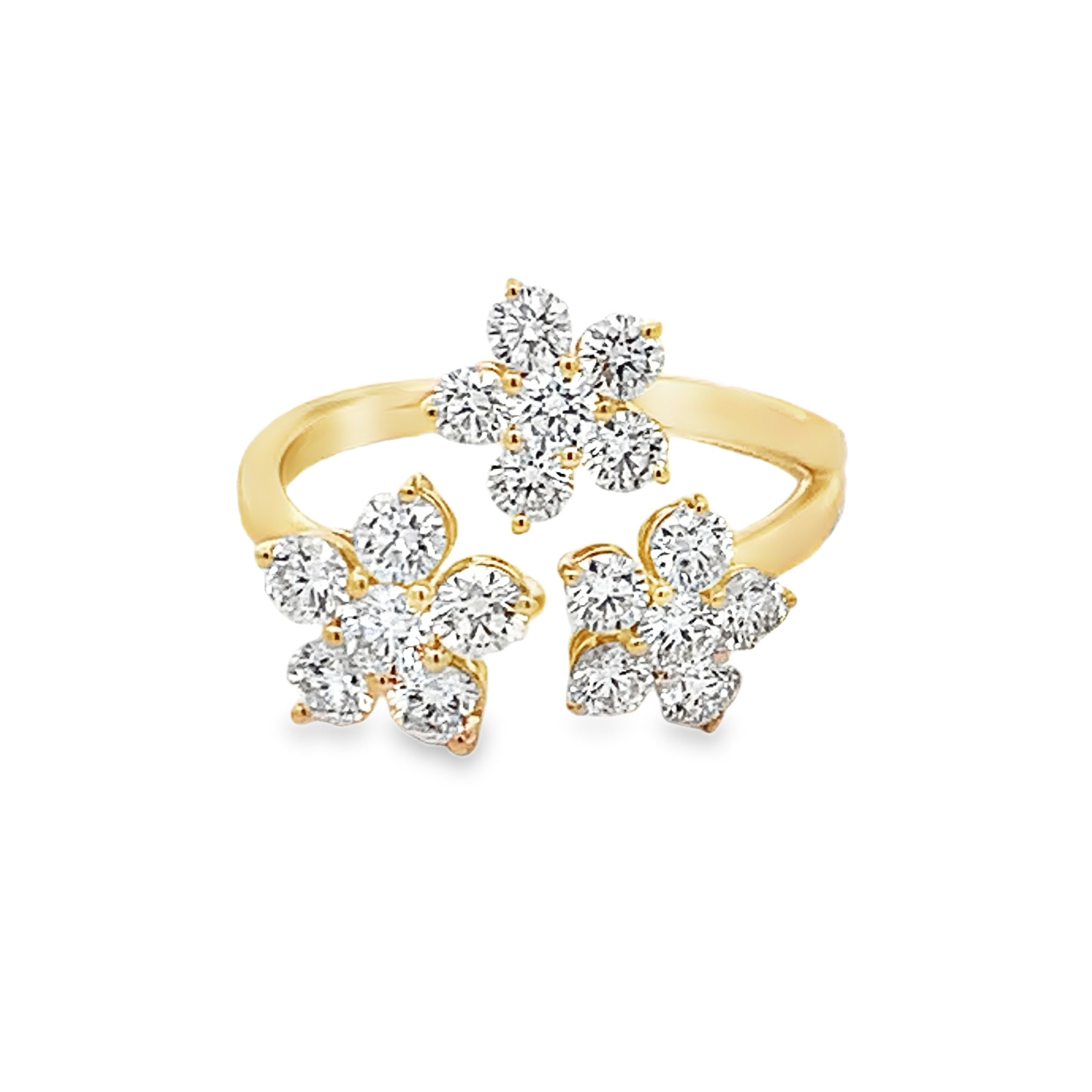 Damaso 18K Yellow Gold Diamond Flower Ring