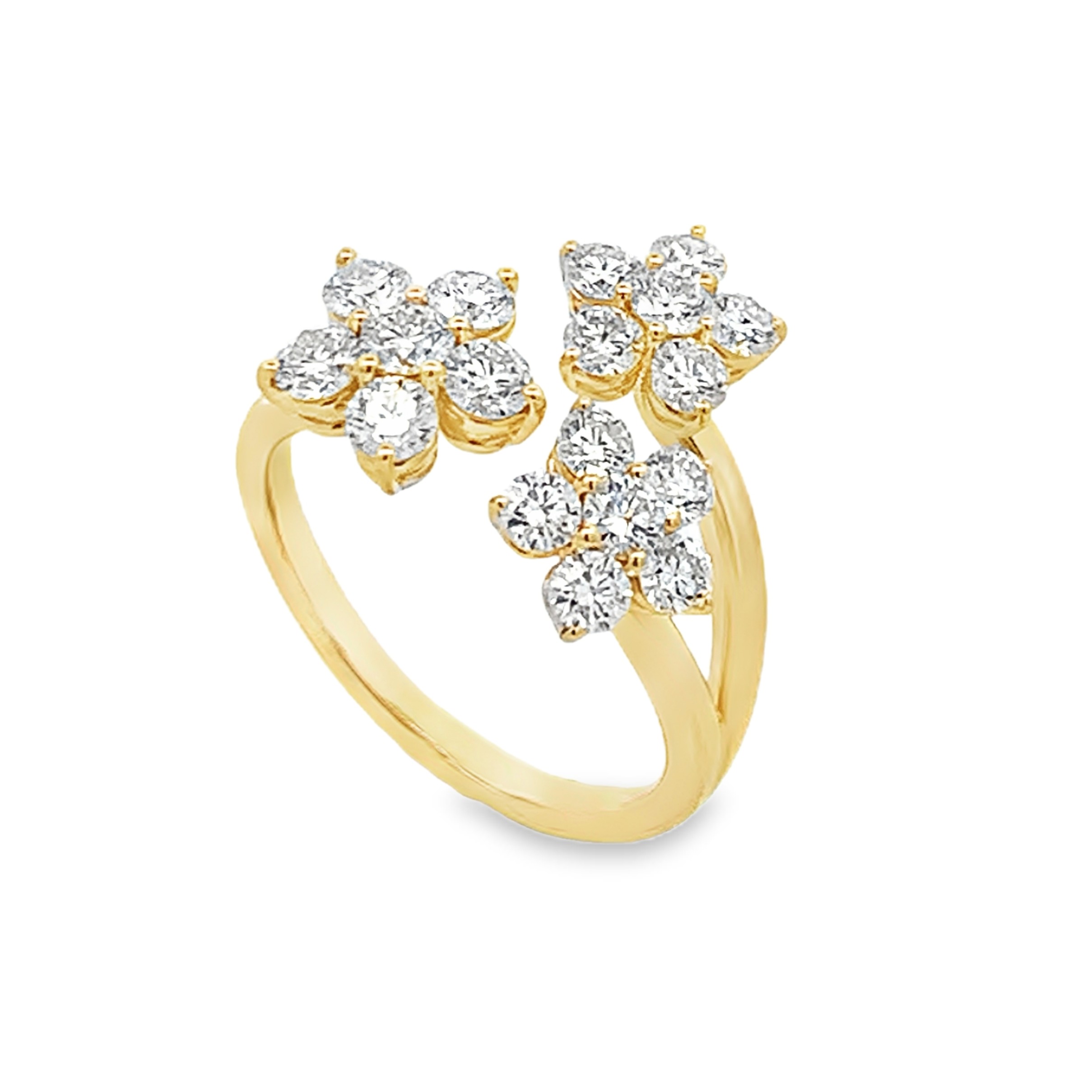 Damaso 18K Yellow Gold Diamond Flower Ring