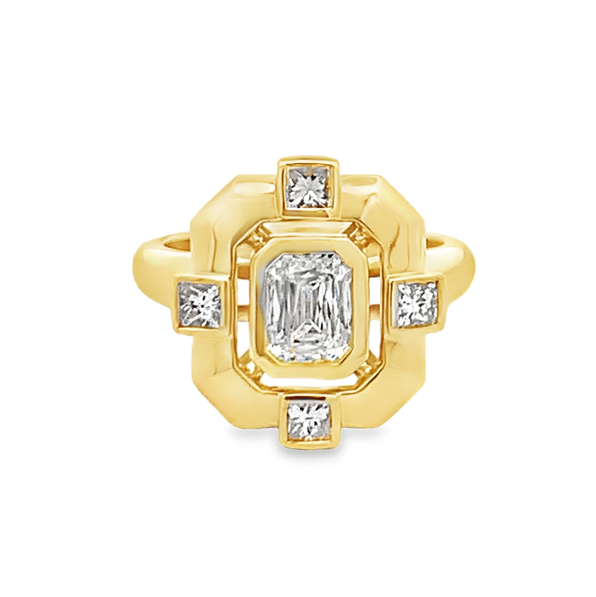 Christopher Designs 18K Yellow Gold Art-Deco Inspired Diamond Ring