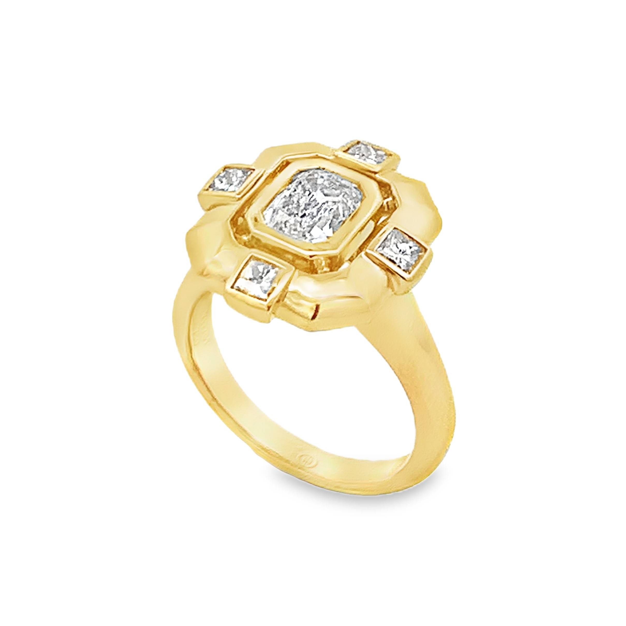 Christopher Designs 18K Yellow Gold Art-Deco Inspired Diamond Ring