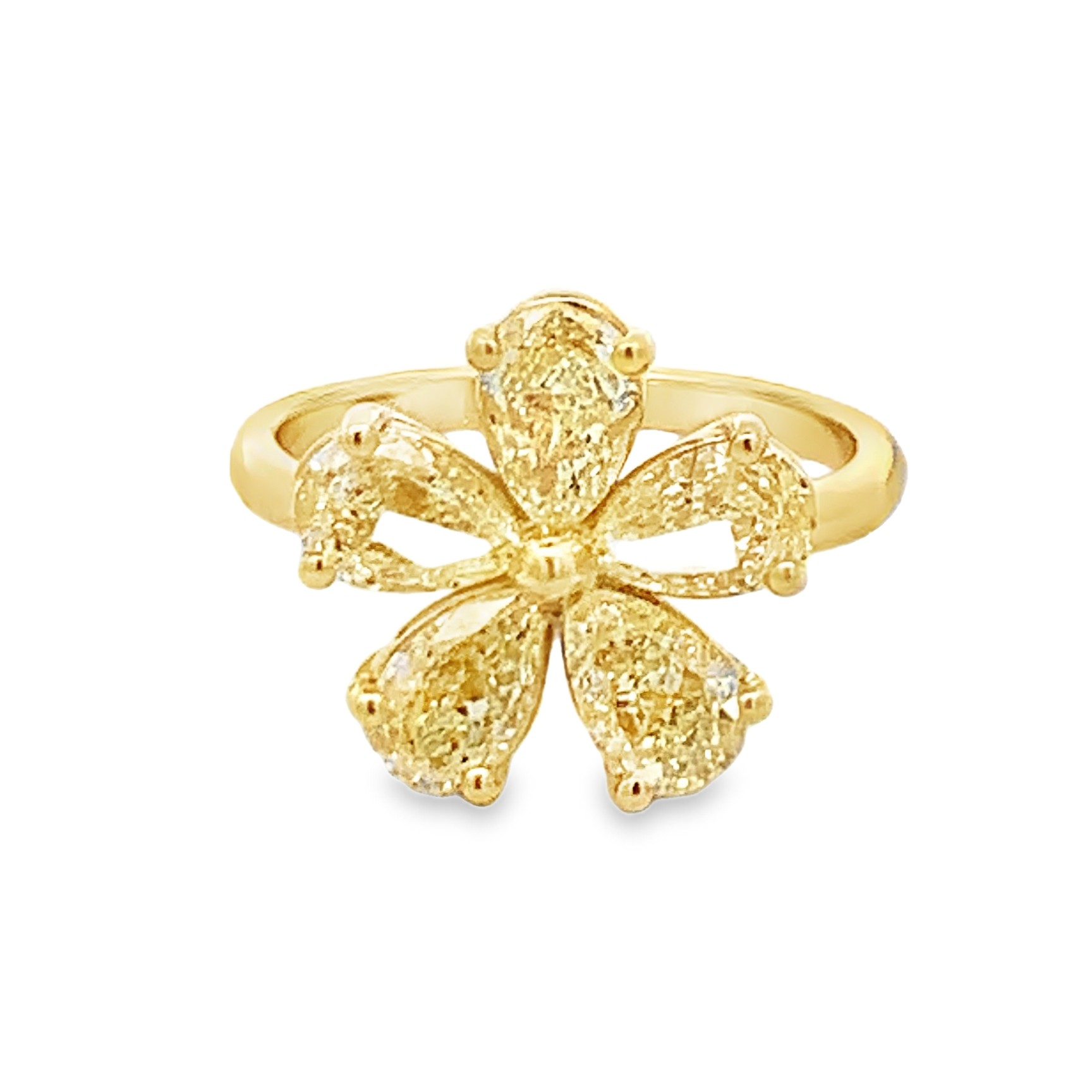 Norman Silverman 18K Yellow Gold Fancy Yellow Diamond Flower Ring