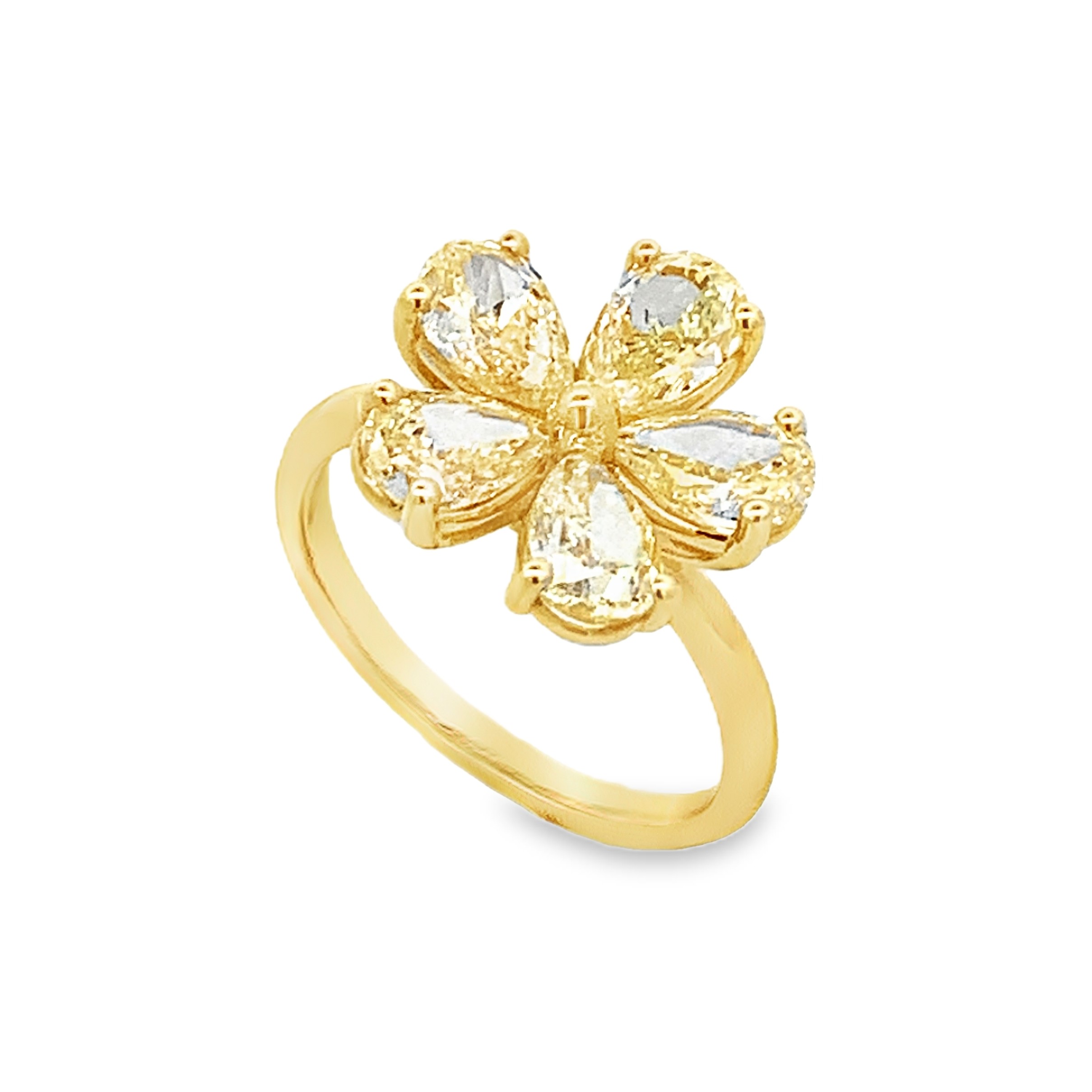 Norman Silverman 18K Yellow Gold Fancy Yellow Diamond Flower Ring