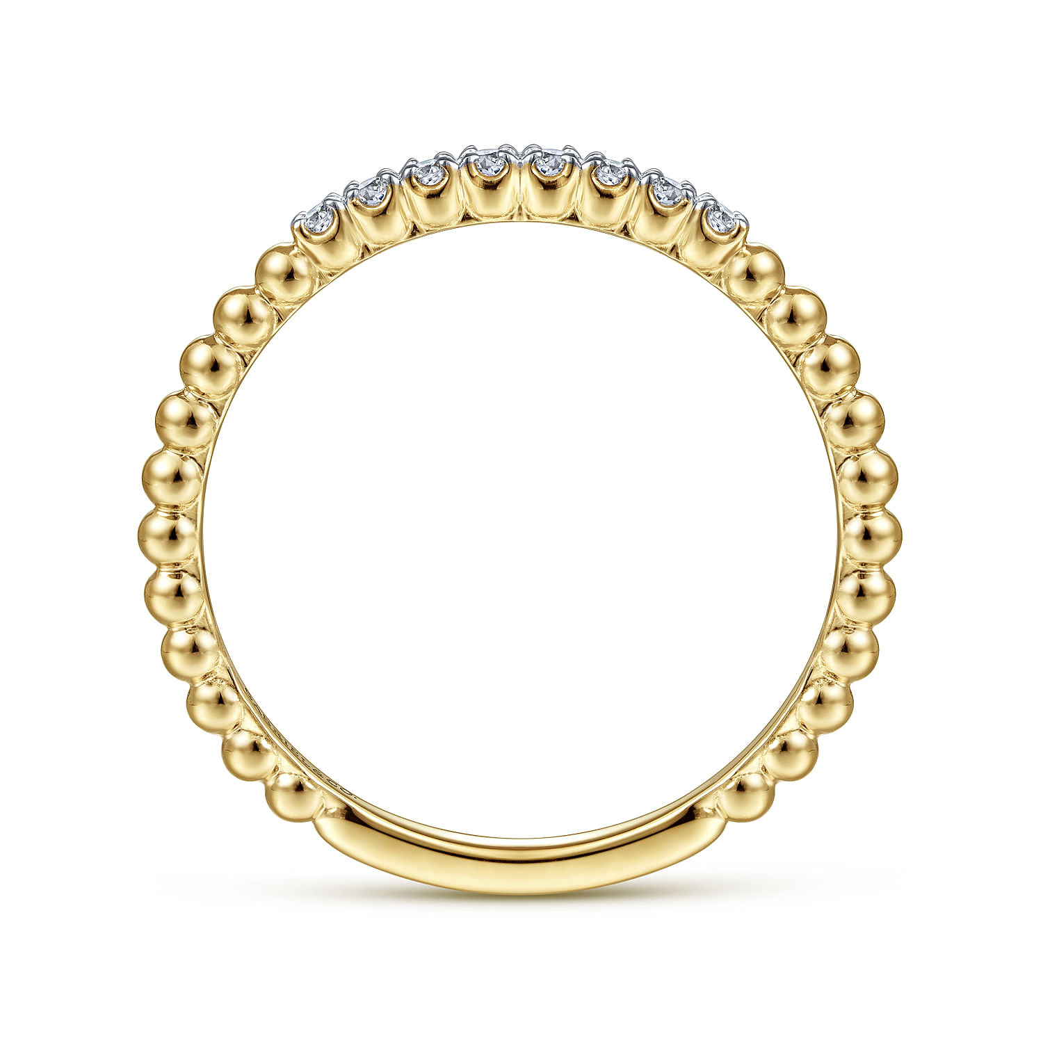 Gabriel & Co. 14K Yellow Gold Bujukan Bead Diamond Stackable Ring
