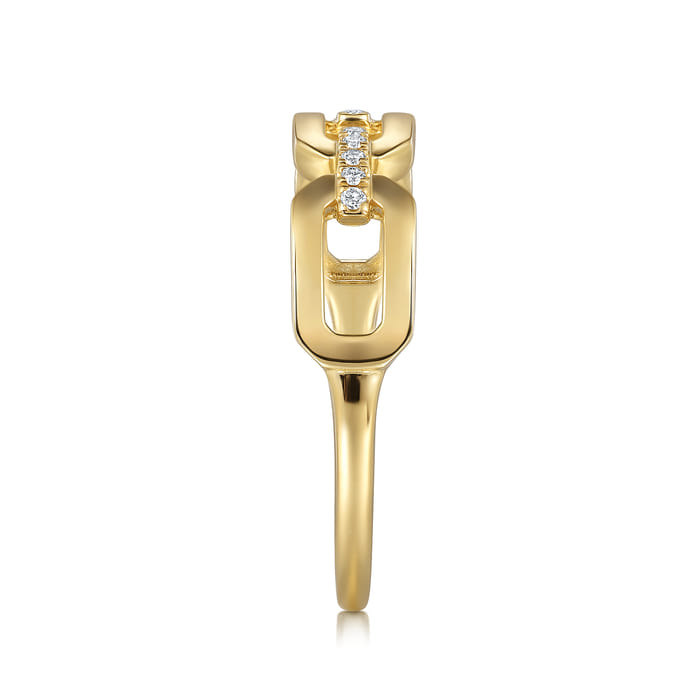 Gabriel & Co. 14K Yellow Gold Diamond Link Chain Ring
