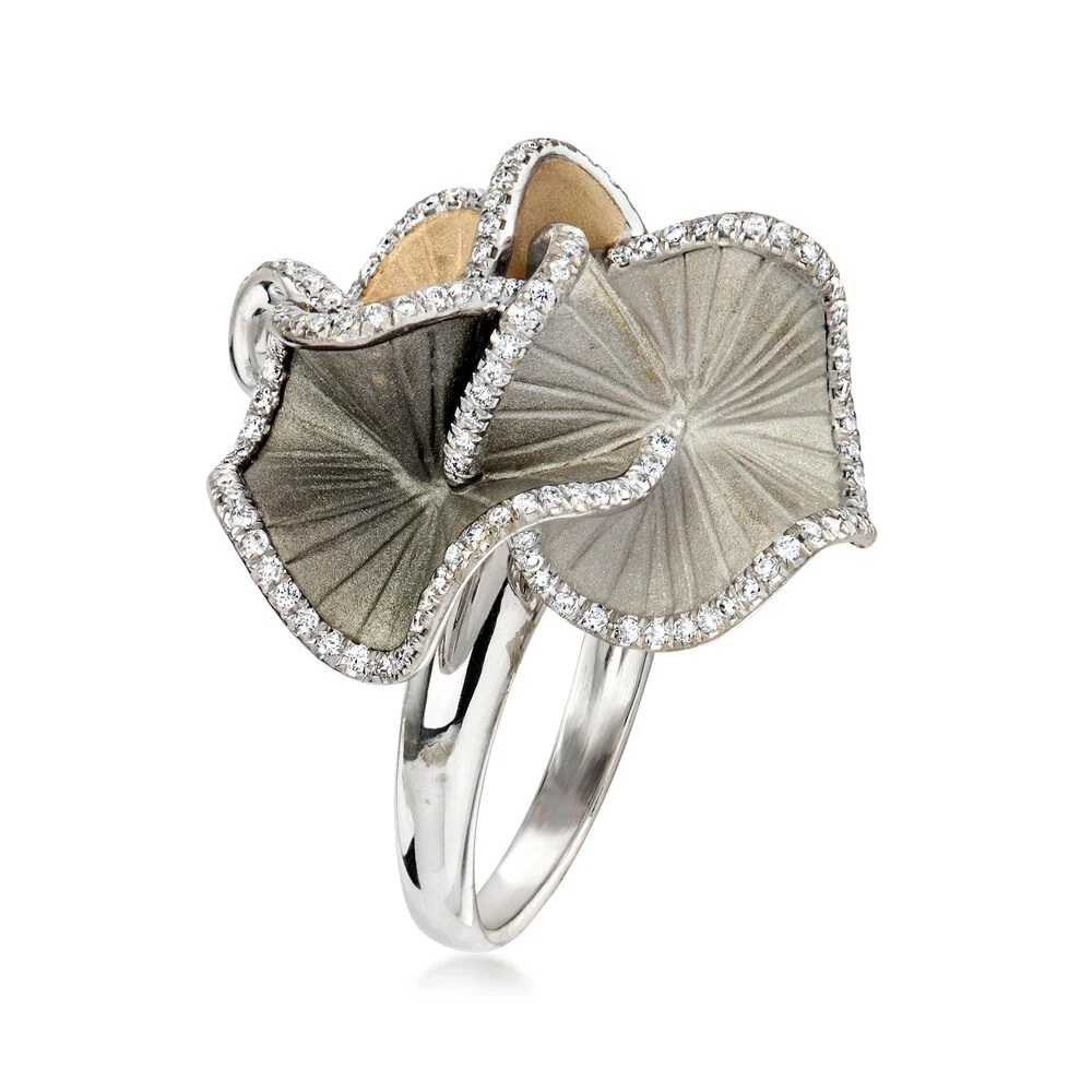 Cammilli 18K Sultana White Ice, Natural Beige and Black Lava Gold Diamond Ring