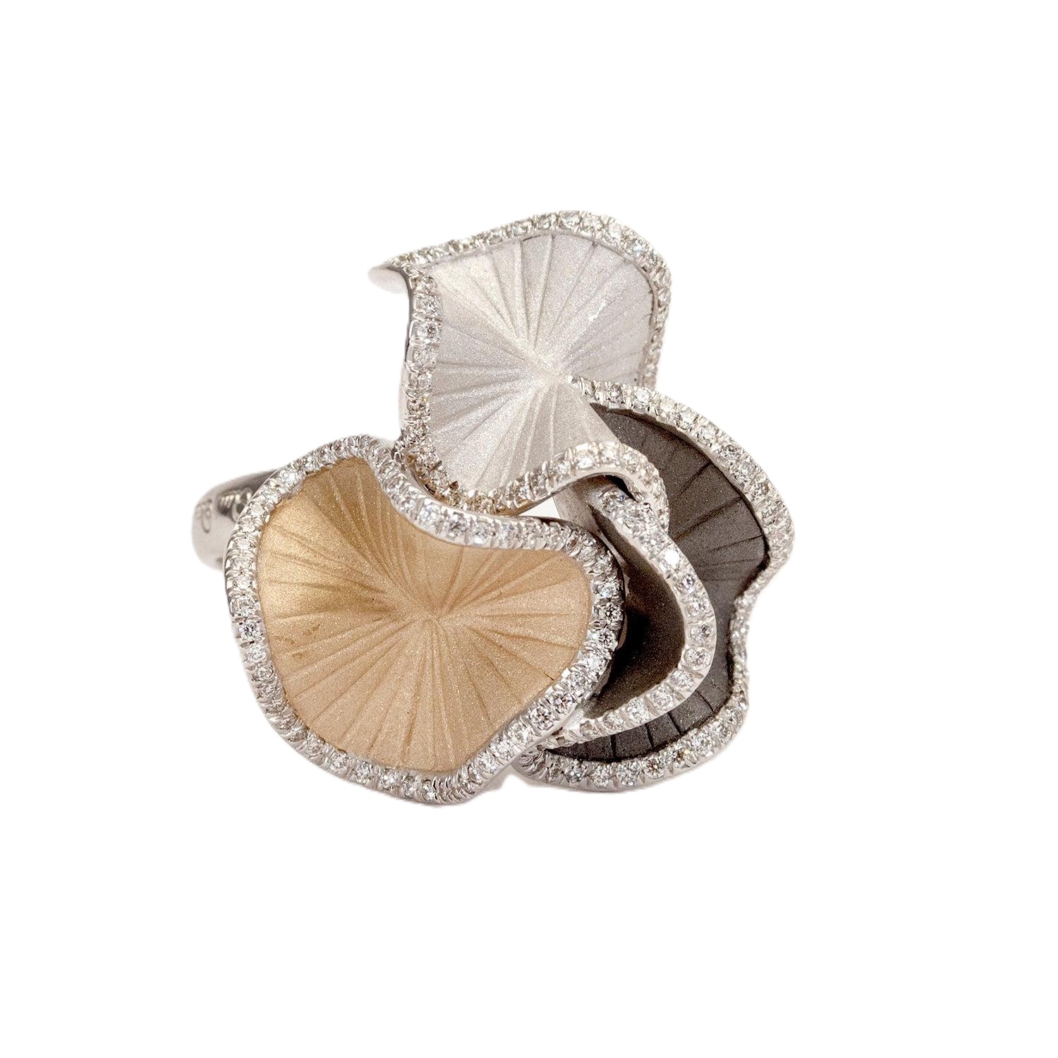 Cammilli 18K Sultana White Ice, Natural Beige and Black Lava Gold Diamond Ring